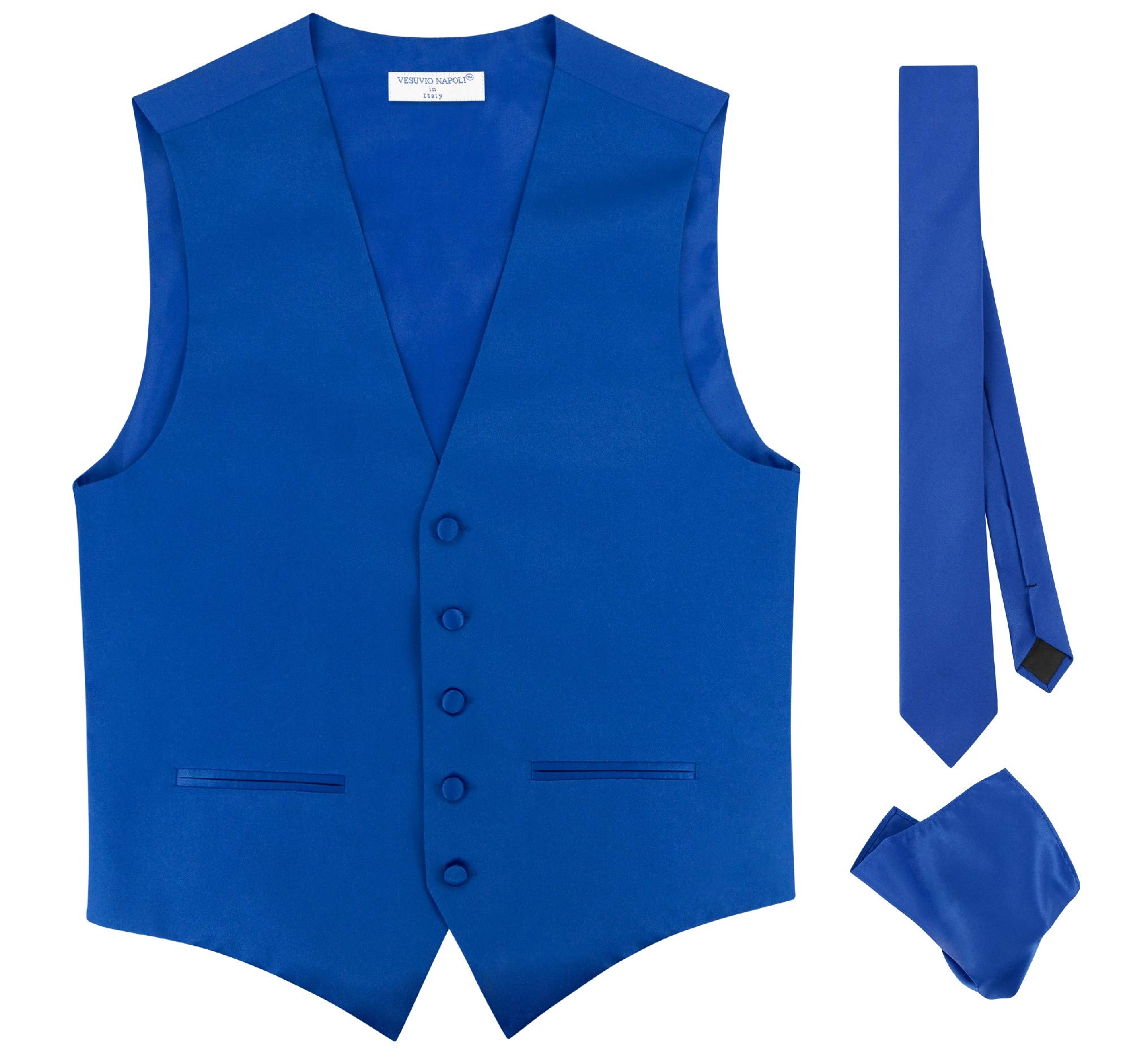 Slim Fit Men's Dress Vest & Skinny Necktie Set - Royal Blue 2.5