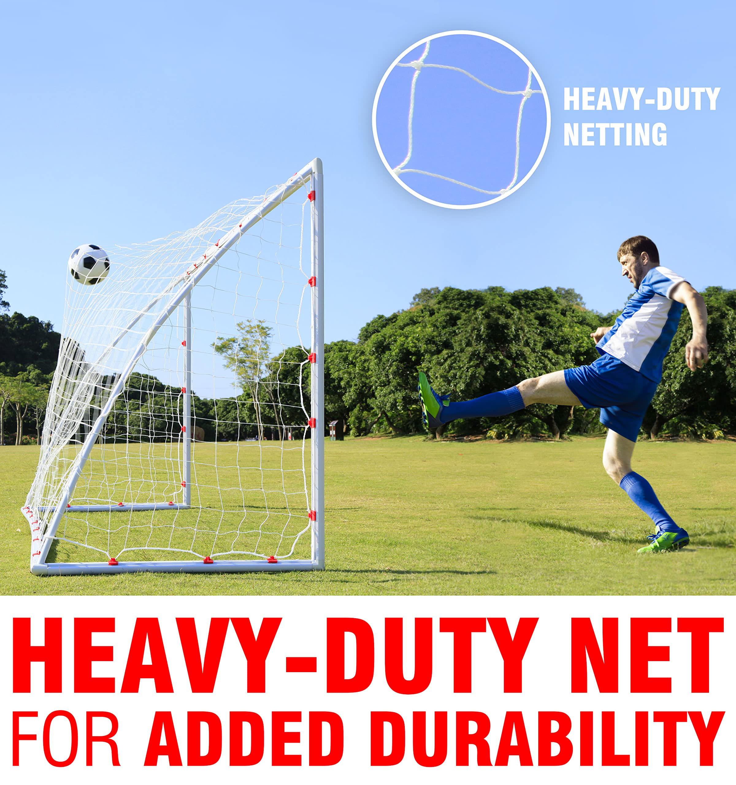 High-Strength Portable Soccer Goals for Backyard - Quick Set Up Kids Football Net for Youth & Teens - Weatherproof Soccer Training Equipment for Outdoor Play & Birthday Gifts