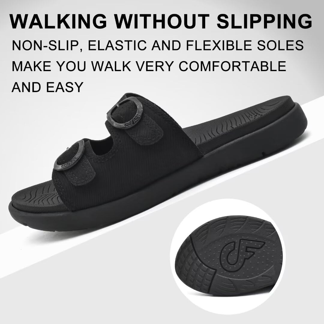 **COFACE Women's Orthotic Slides - Plantar Fasciitis Relief, Arch Support Flat Sandals with Adjustable Straps - Soft Cushion Yoga Slippers for Home, Gym & Travel**