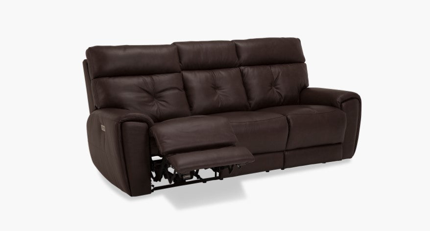 Palliser Aedon Genuine Leather Power Reclining Sofa Set - 3-Seater Living Room Couch with USB Charging Ports | Modern Home Theater & Family Lounge Furniture