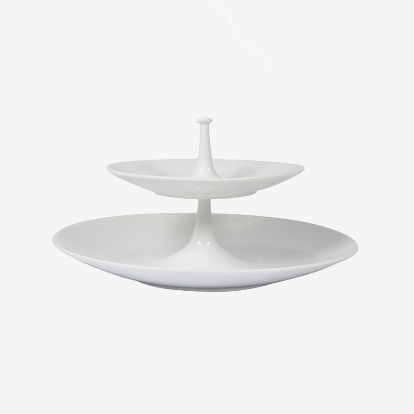 Bernardaud Bulle Two Tier Serving Tray - Elegant French Porcelain Dessert Stand for Afternoon Tea, Party Snacks & Home Decor