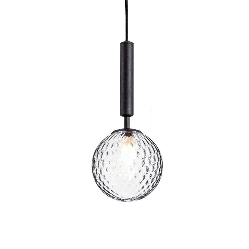 Modern Globe Pendant Light - 6 Inch Mini Ceiling Fixture with Clear Matte White Glass Shade - Mid Century Hanging Light for Kitchen Island, Dining Room, Bar, Bedroom & Living Room - Black Finish (15cm)