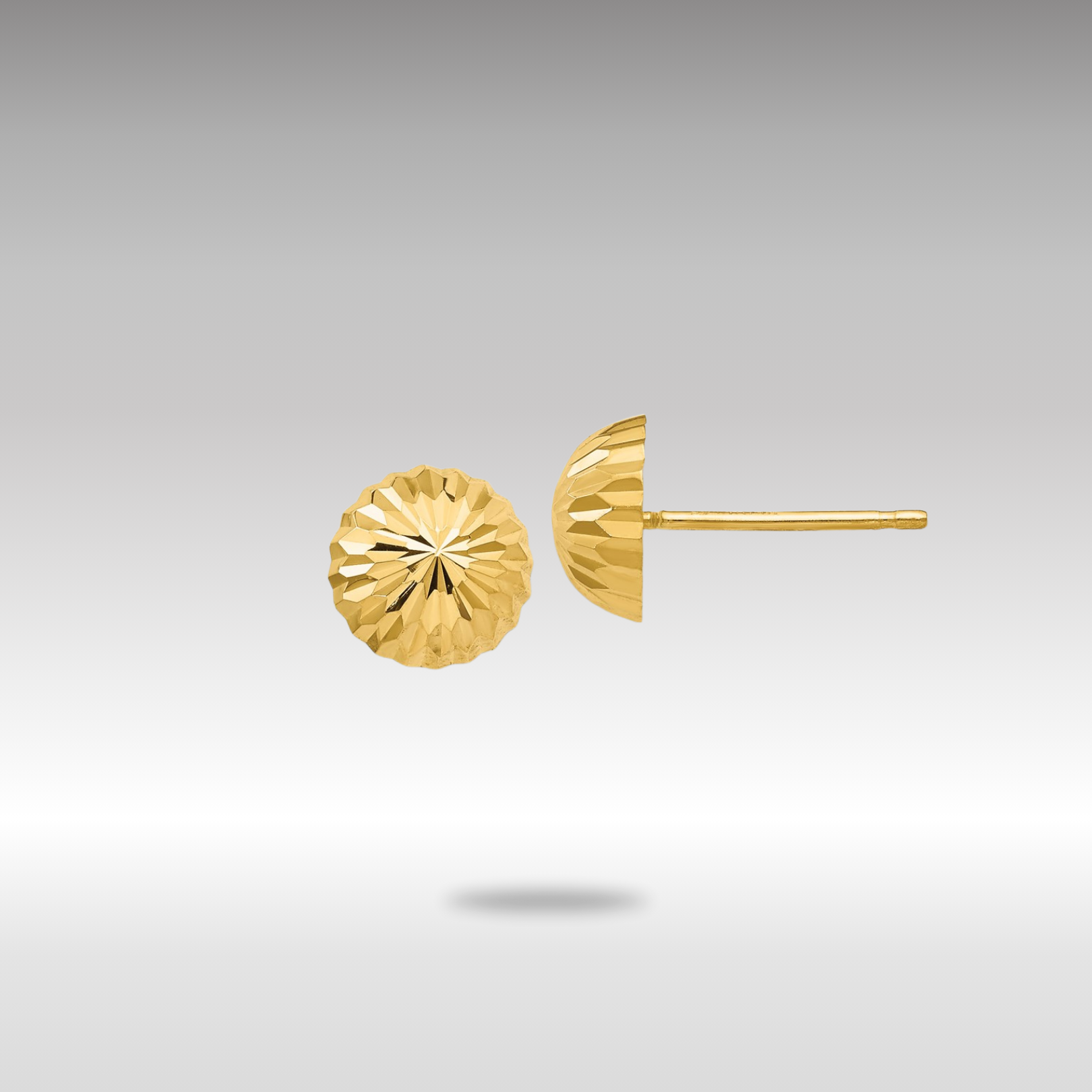 8mm Gold Diamond Cut Domed Post Earrings - YE1696 Model | Elegant & Stylish for Parties, Weddings & Everyday Wear