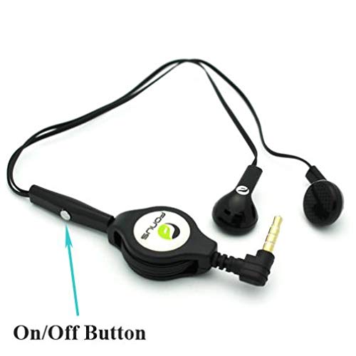Retractable Wired Earphones with Microphone - 3.5mm Hands-Free Headset Compatible with Motorola Moto G Stylus | Perfect for Commuting, Work Calls & Gaming