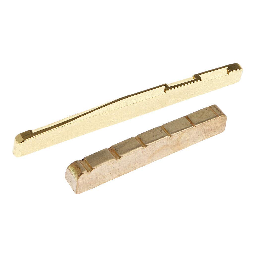 1 Set Brass Slotted Saddle Nut Replacement for Folk Guitar - Premium Guitar Parts for String Instrument Repair & Maintenance | Perfect for Guitar Upgrades, DIY Repairs & Professional Luthiers