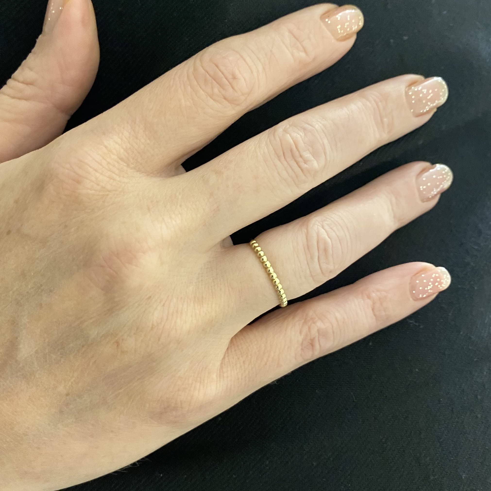 14K Real Solid Gold Beaded Dot Stacking Ring for Women - Elegant Dotted Stackable Rings Set | Perfect Birthday Gift, Anniversary Present for Her | Great for Layering, Everyday Wear & Special Occasions