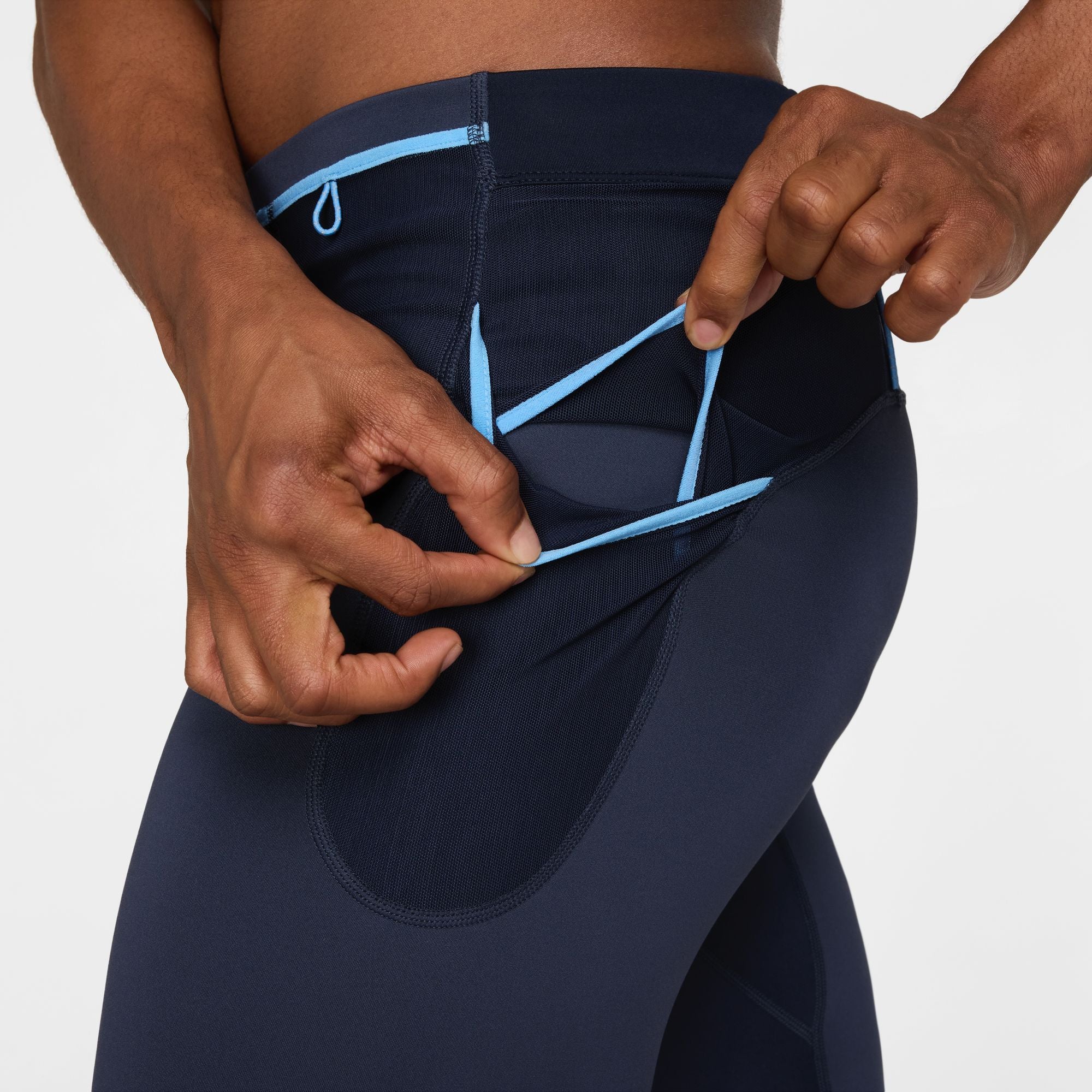 Men's Lava Loops Dri-FIT ADV Running Tights - Moisture Wicking, Compression Fit (Thunder Blue/Obsidian/Black) - Perfect for Marathon Training, Gym Workouts & Outdoor Jogging