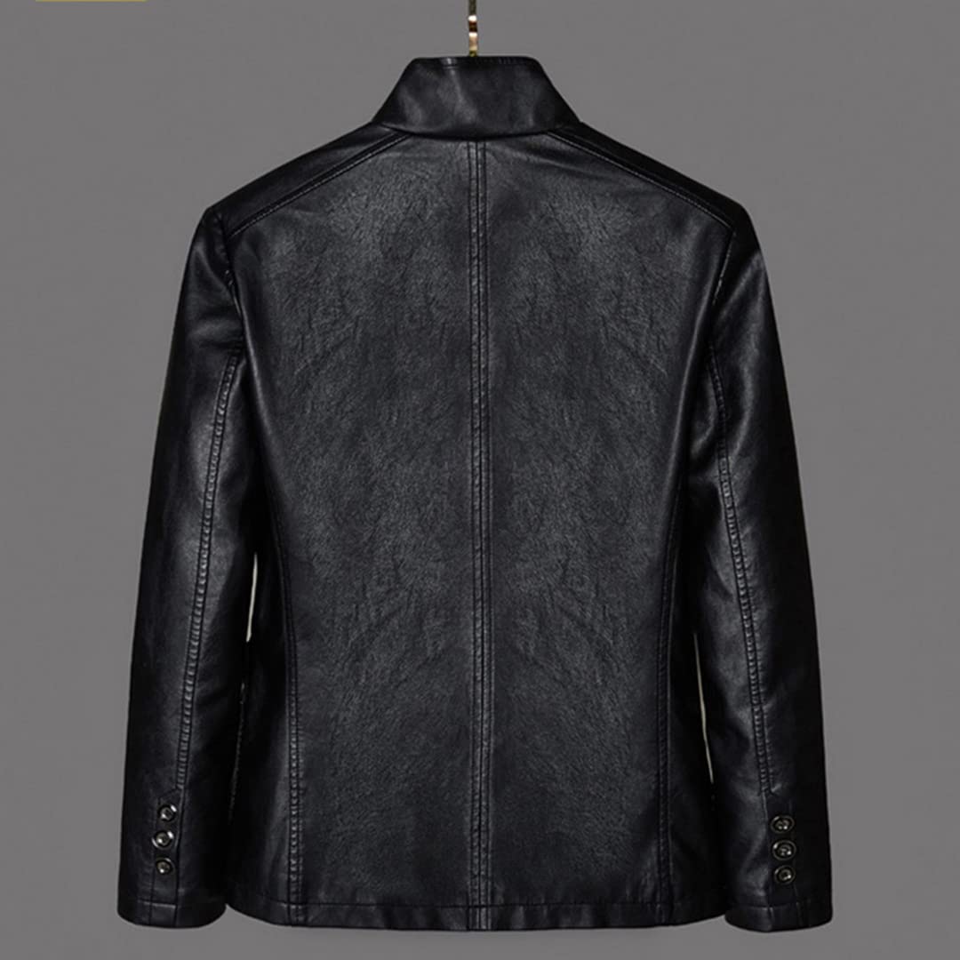 Men's Black Faux Leather Blazer Slim Fit - Business Casual Jacket for Office, Dinner & Night Out - Size XL - Stylish Vegan Leather Coat for Men