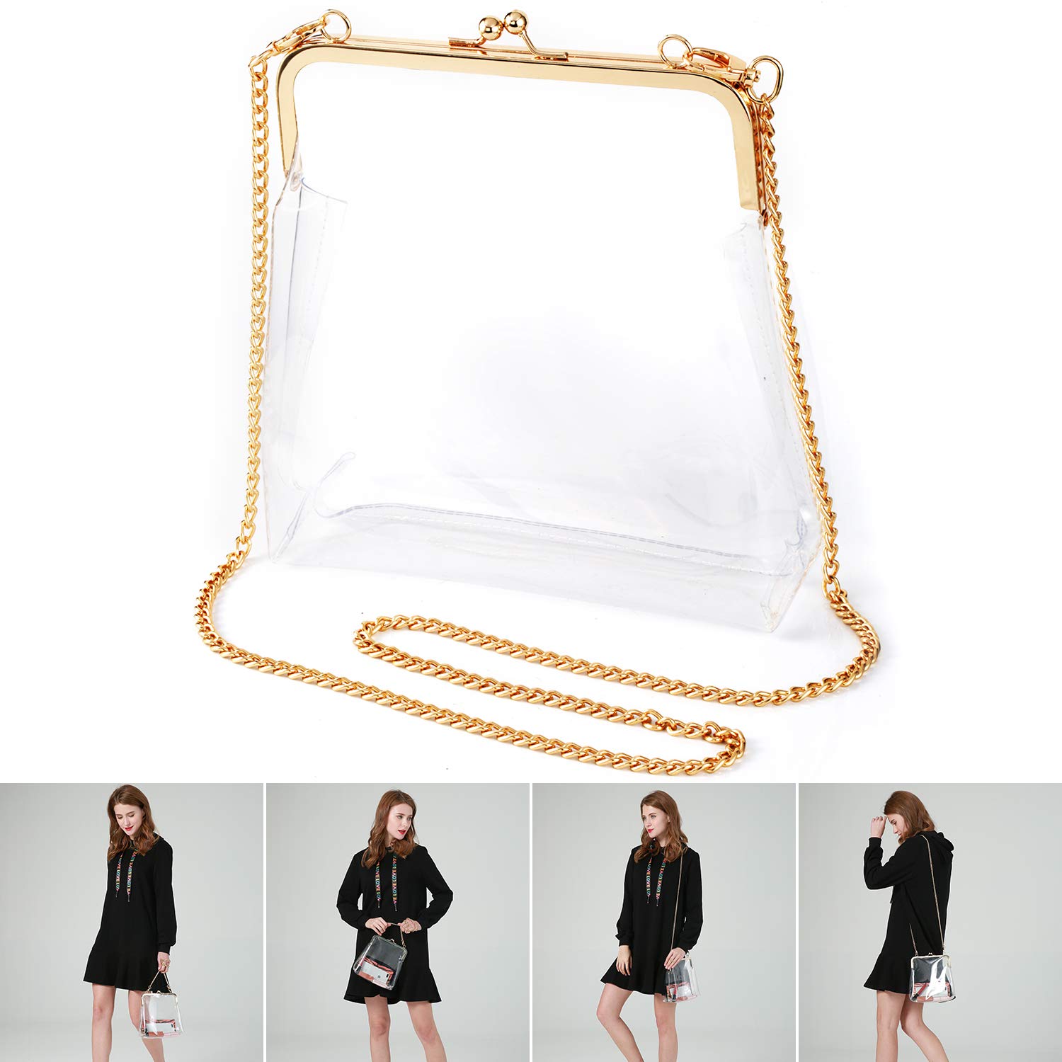 MOETYANG Clear Crossbody Bag for Women - Transparent Clutch Purse with Adjustable Strap, Stadium Approved See-Through Handbag for Concerts, Travel & Shopping
