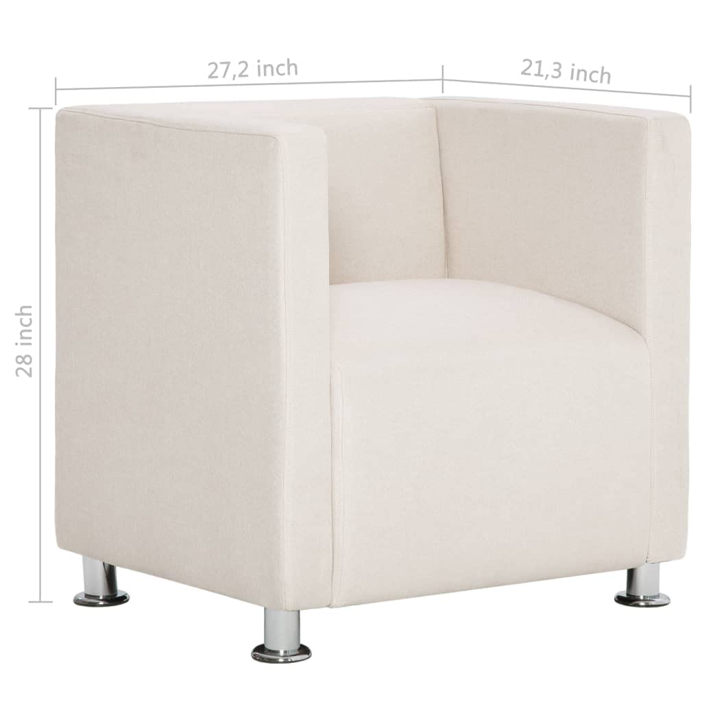 CHARMMA Cube Armchair - Modern Cream Fabric Lounge Chair for Living Room, Bedroom, or Office - Comfortable & Stylish Seating Solution for Relaxing, Reading, or Working