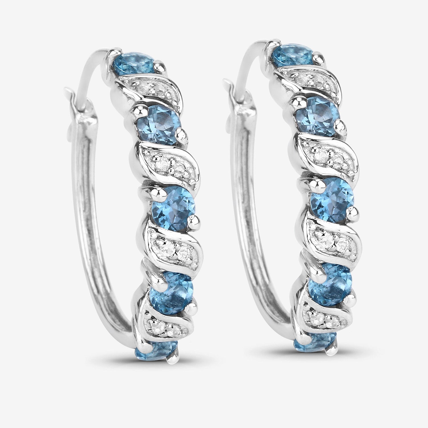 Genuine London Blue Topaz Hoop Earrings for Women - Sterling Silver 925 Dangle Earrings | Perfect for Weddings, Parties & Special Occasions
