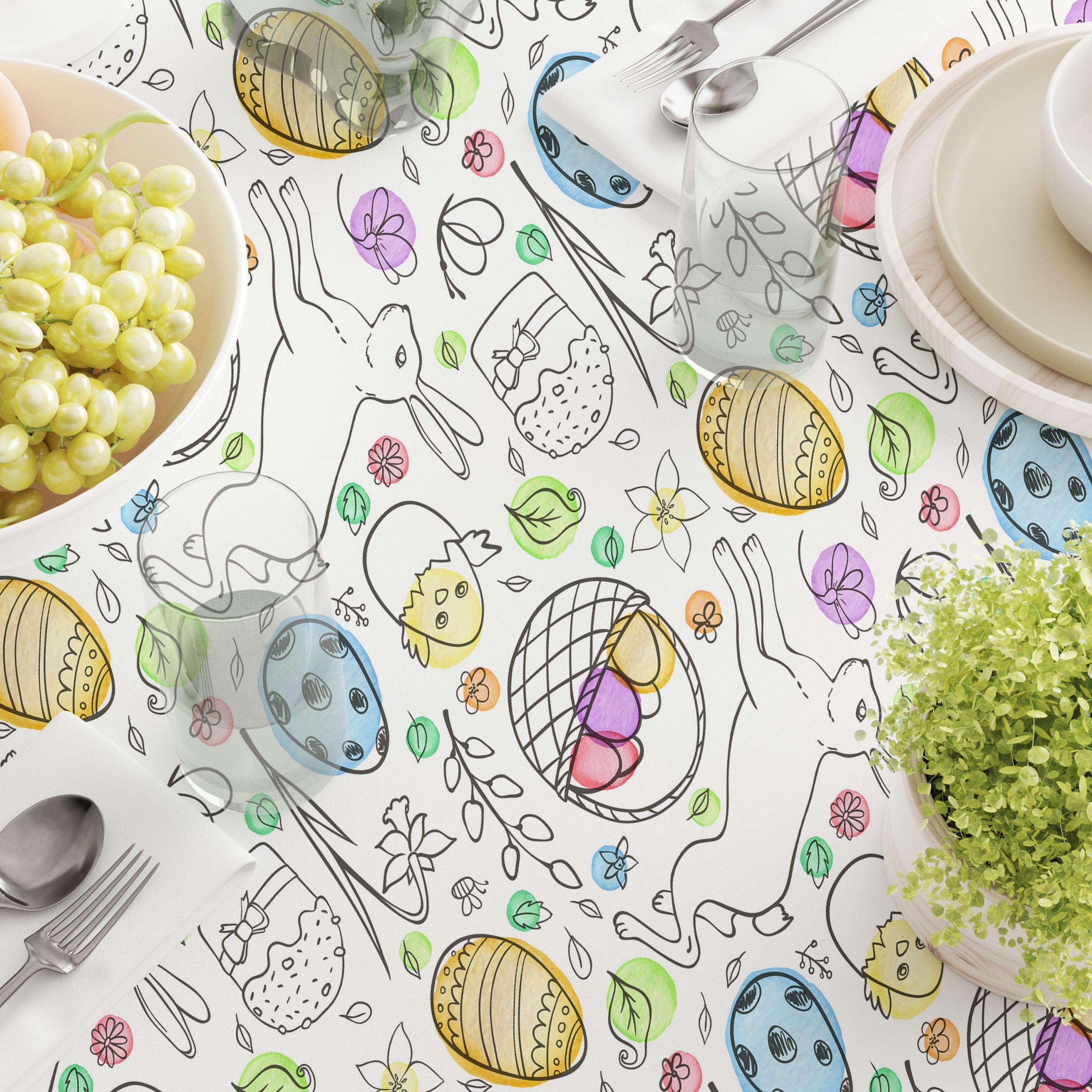 Square Tablecloth 70x70 Inches - 100% Polyester Washable Fabric with Fun Chicken Hatch Design - Perfect for Kitchen Dining, Picnics, and Party Decorations