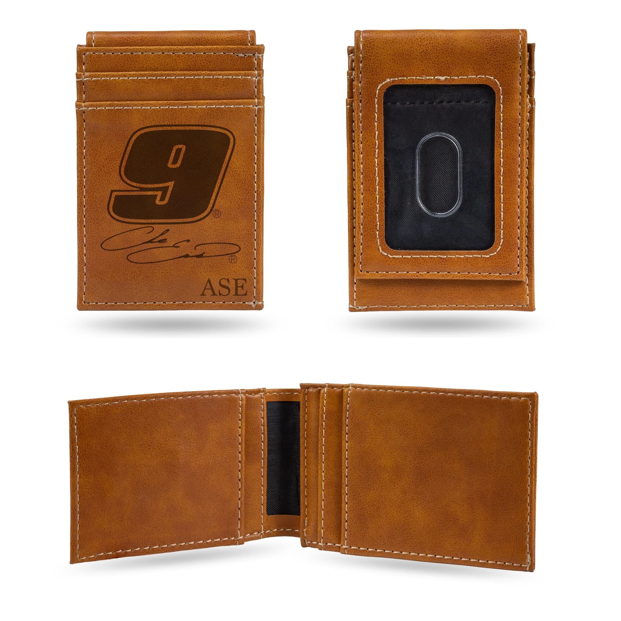 Personalized NASCAR Chase Elliott Brown Front Pocket Wallet - Custom Laser Engraved Slim & Lightweight Bifold Wallet for Men - Perfect Gift for Racing Fans & Everyday Carry