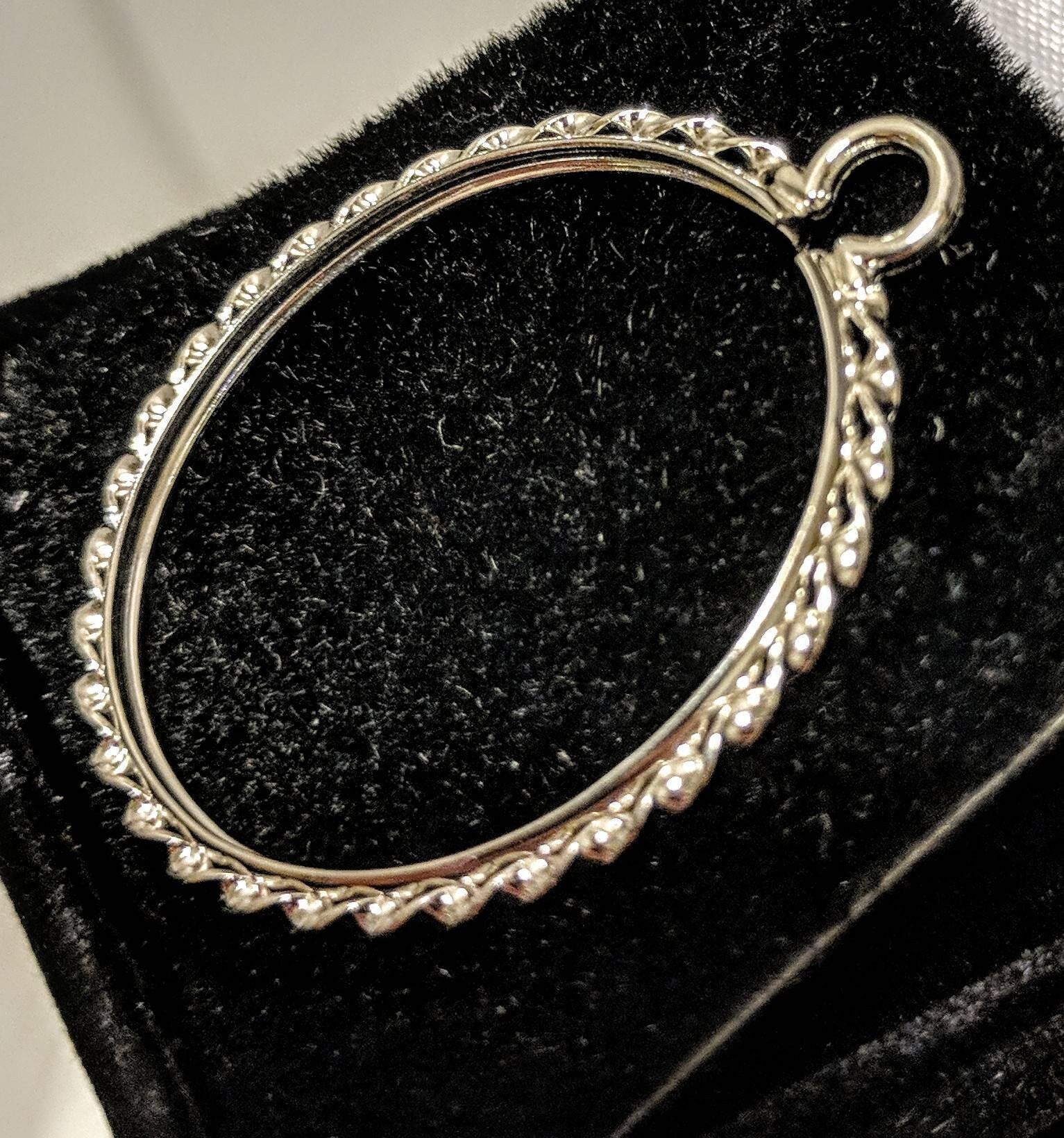 Sterling Silver or Gold Filled Oval Rope Bezel Dangle Earring Settings - 25x18mm & 30x25mm Sizes - Cinch Mount for Secure Gemstone Setting - Perfect for Hoop Charms and Faceted Cabochons (Style 263 052) - Ideal for Jewelry Making, DIY Crafts, and Gift Giving