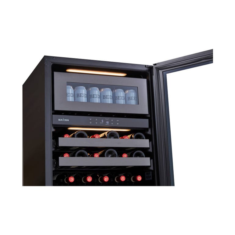 KM40WBC 54-Can + 24-Bottle Dual Zone Wine Cooler Refrigerator - Perfect for Home Bars, Restaurants, and Wine Cellars