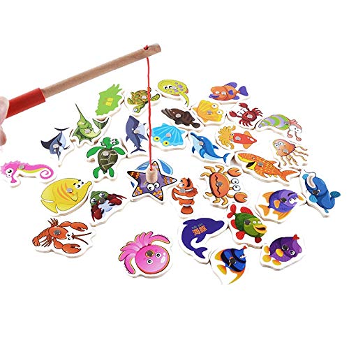 32pcs Magnetic Wooden Fishing Game Set - Educational Baby Toys for Toddlers, Fun Garden & Indoor Play - Perfect Gift for Kids Birthday Party & Learning Activities