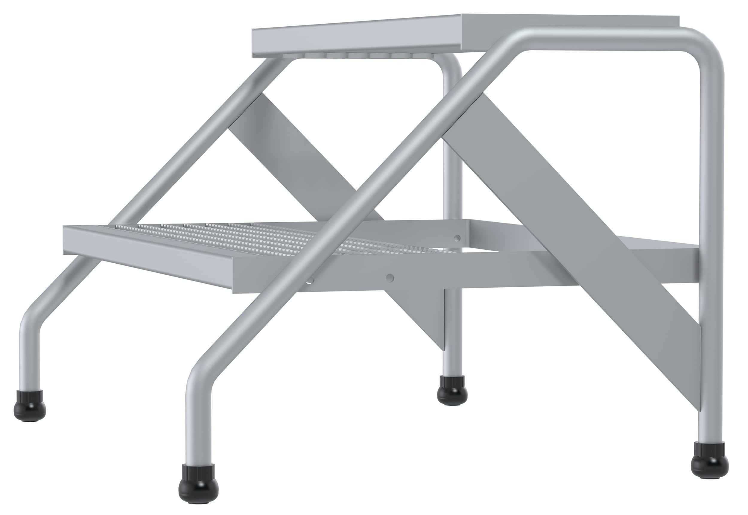 Vestil SSA-2W Heavy Duty Aluminum 2 Step Wide Safety Ladder Stand - 500 lb Capacity, Silver - Perfect for Warehouse, Garage & Industrial Use