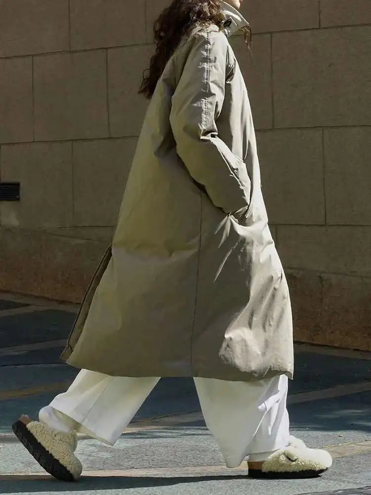 Army Green Oversized Long Down Jacket for Women - Warm Winter Parka with Long Sleeves | Fashionable Cold Weather Coat for Fall & Winter 2025 (Style 1DH8675) | Perfect for Snowy Days, Outdoor Adventures & City Commutes
