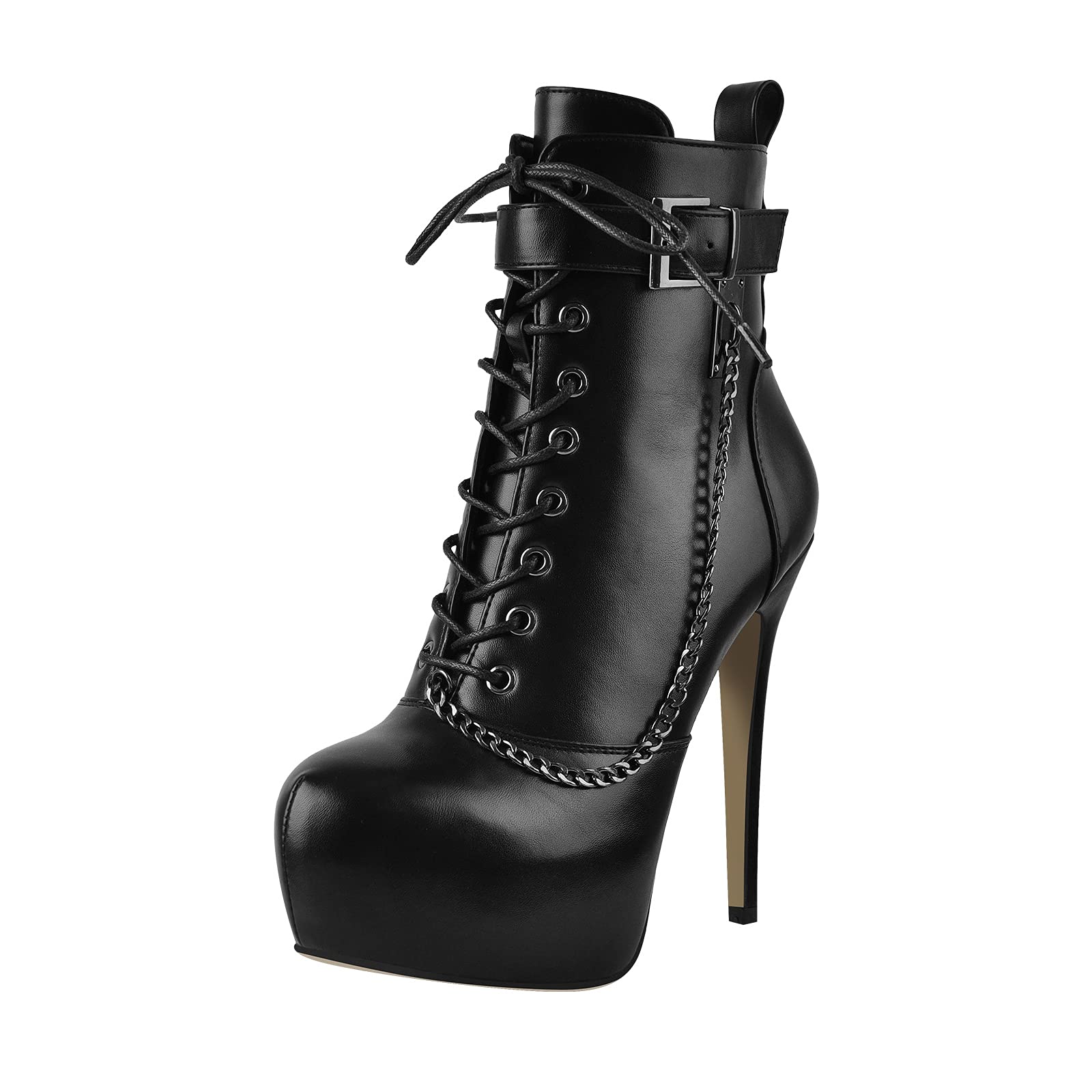 VERISSON Women's Stiletto High Heel Ankle Boots - 4 Inch Platform Winter Booties for Women, Fashionable Pointed Toe Chunky Heel Dress Boots for Party, Club, Office & Night Out