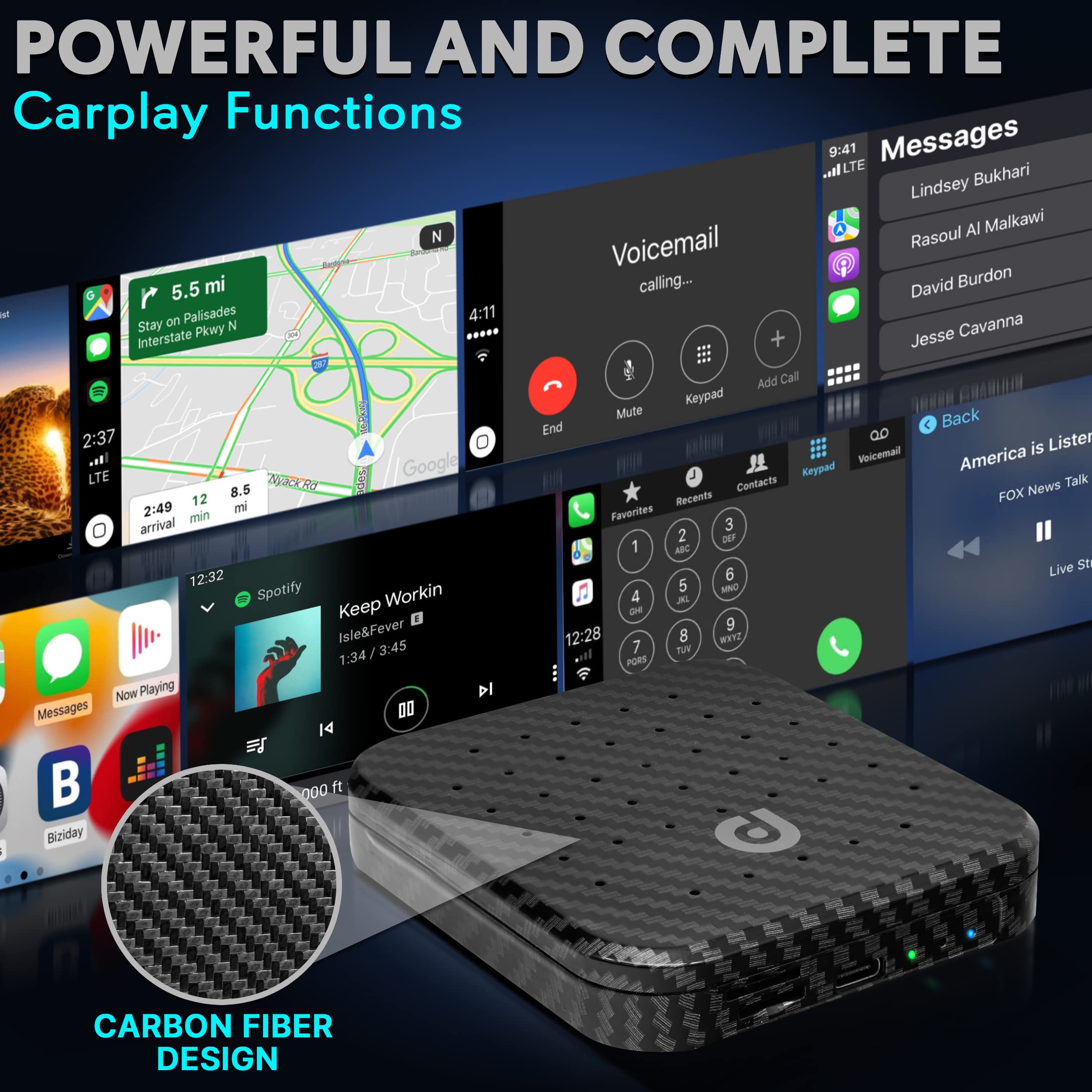 PyleUSA Wireless CarPlay & Android Auto Multimedia Video Box - 4GB RAM 64GB ROM, 2.4GHz/5GHz Dual Band WiFi, Bluetooth, Octa-Core 64Bit Processor, 4K Full HD H.265, USB 3.0 Android Box with Screen Mirroring - Perfect for Car Entertainment & Smartphone Integration