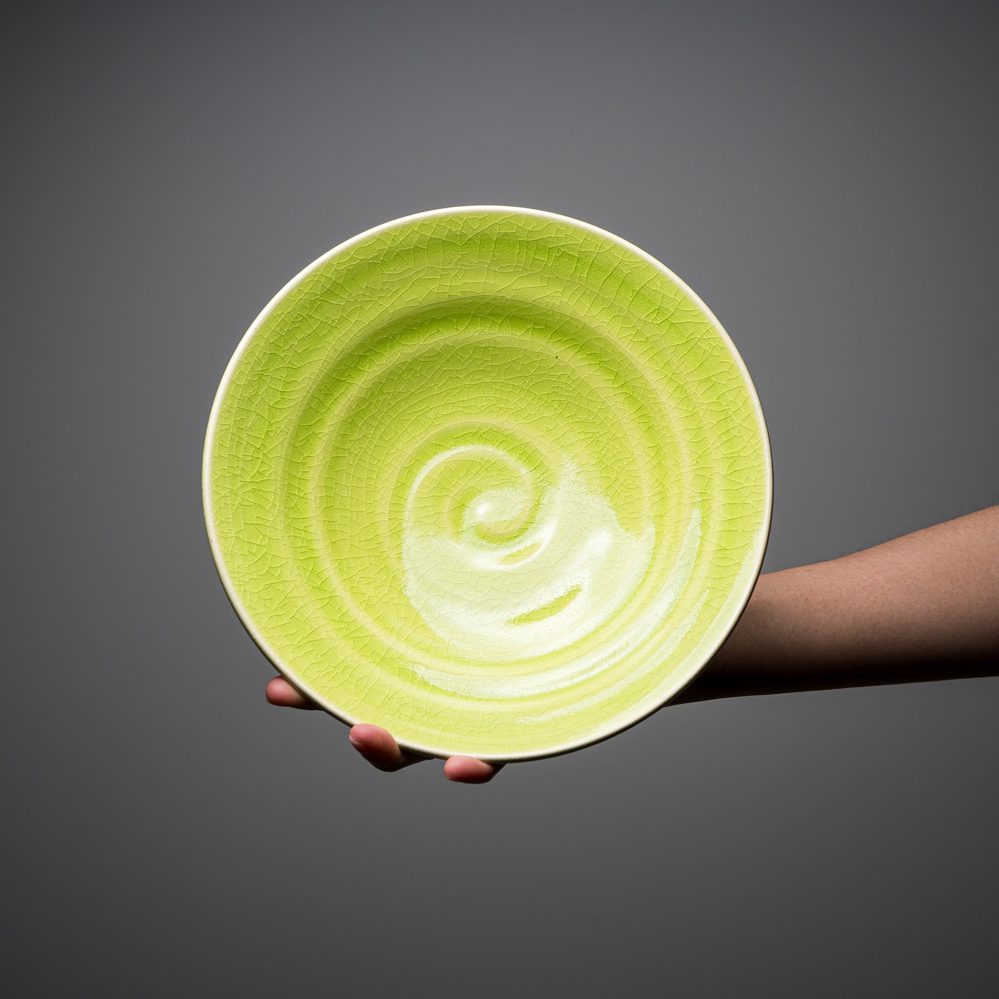 NINSHU 21cm Deep Dinner Plate - Kaguya Green Japanese Ceramic Dish for Dining, Serving & Home Decor | Elegant Tableware for Restaurants, Parties & Everyday Use