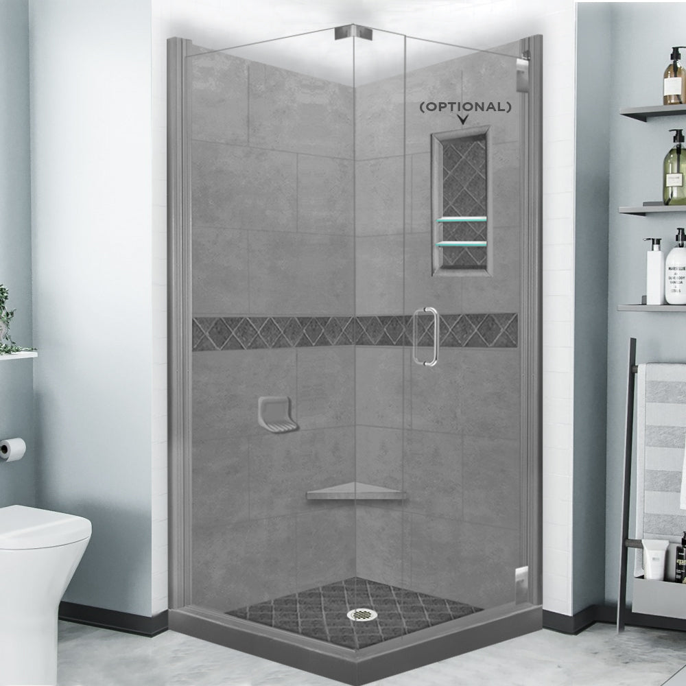 Corner Wet Cement Sistine Stone & Diamond Stone Accent - DIY Shower Remodel Kit for Bathroom Renovation | Waterproof Tile Trim for Shower Walls, Floors, and Bathtub Surrounds