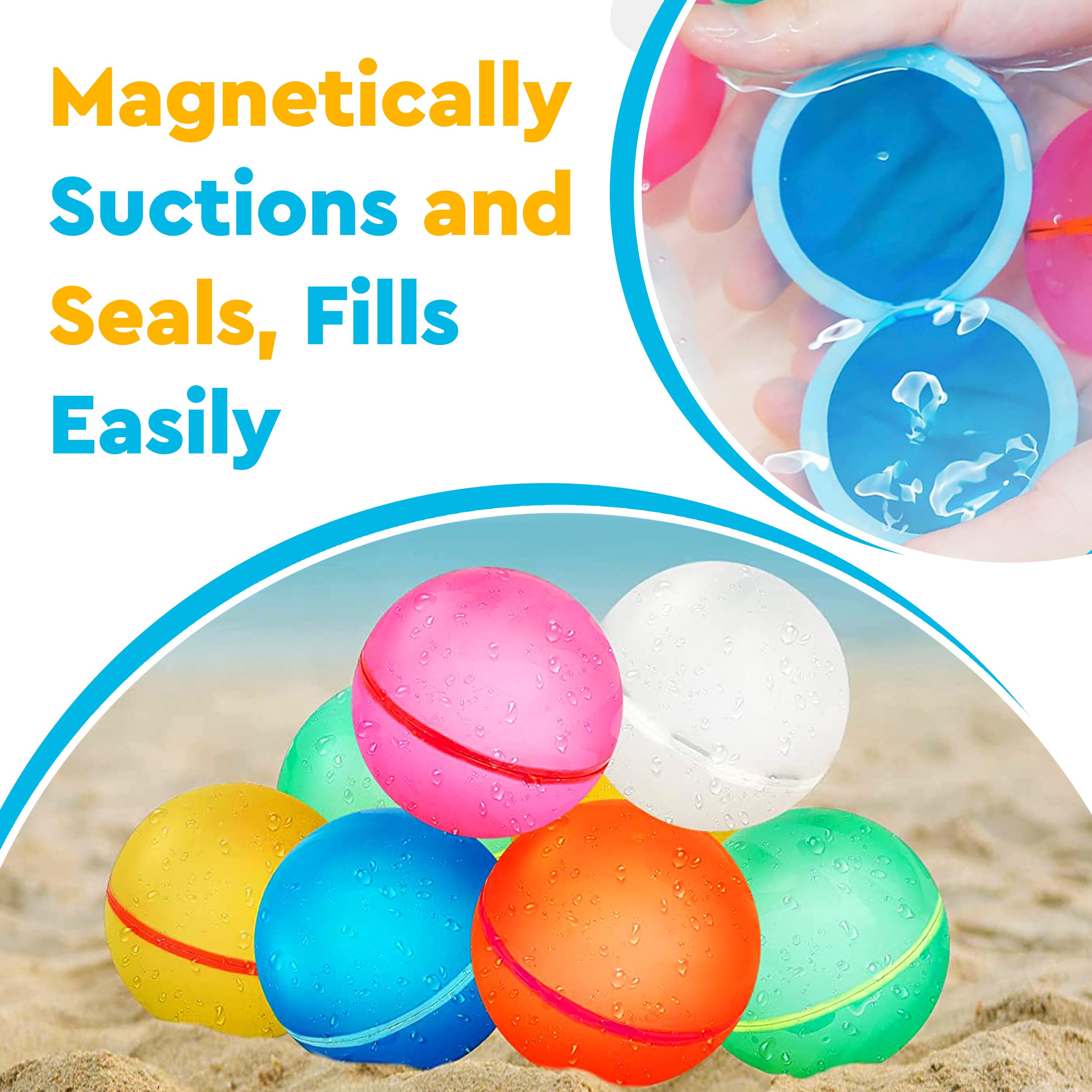 **LEGACY KIDS Reusable Water Balloons - Quick Fill & Magnetic Silicone Pool Toys for Kids Ages 8-12 (12-Pack) - Fun Outdoor Summer Games, Birthday Parties & Backyard Water Fights**