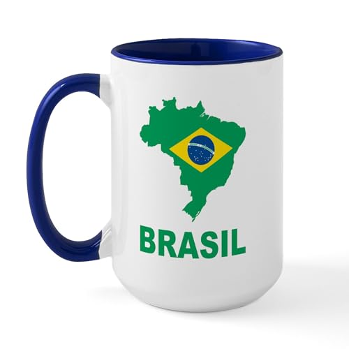 White/Navy Inside - Brazil Large Mug