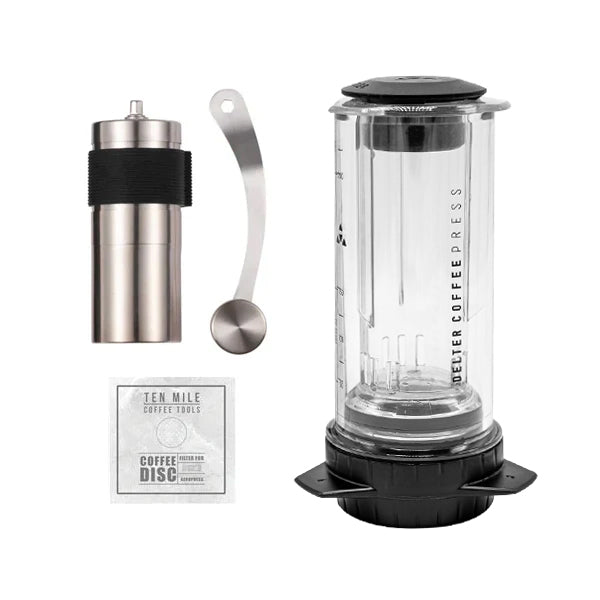 Delter Complete Starter Bundle for Coffee Lovers - Premium Espresso & Pour Over Kit with Travel Case - Perfect for Home, Office & Camping Brewing