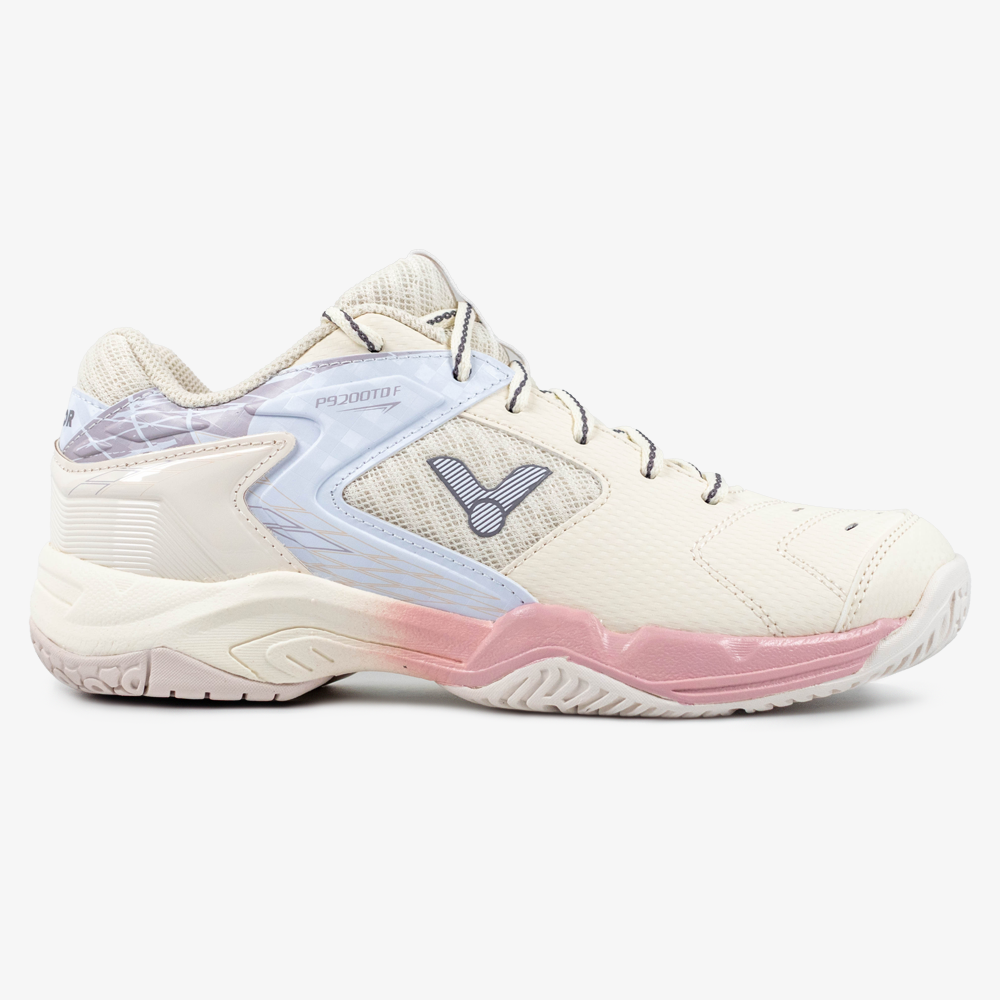 Victor P9200TDF LI Badminton Court Shoes for Women - Gardenia/Chalk Pink | Lightweight & Breathable Indoor Sports Shoes for Badminton, Tennis, Squash & Volleyball
