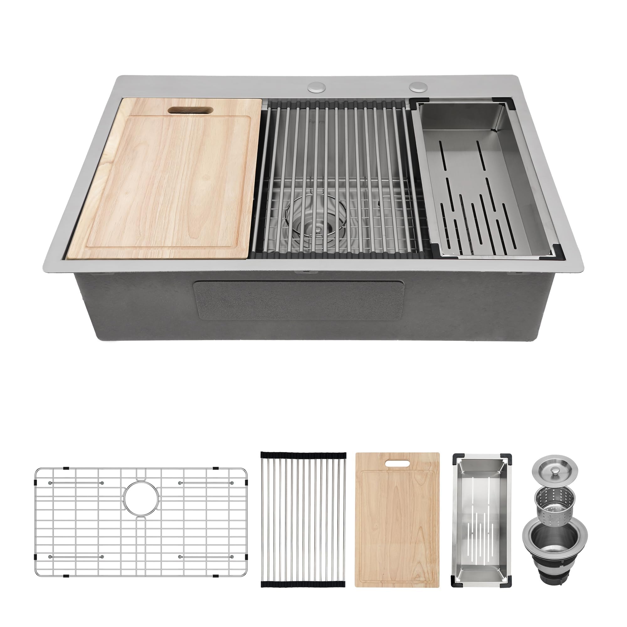 33x22 Inch Drop-In Kitchen Sink - 16 Gauge T304 Stainless Steel Workstation Topmount Single Bowl Sink with R10 Round Corners - Perfect for Modern Kitchens, Renovations & DIY Installations