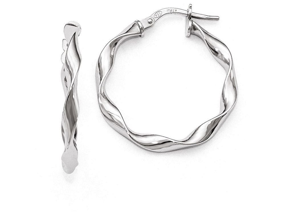 Sterling Silver Polished Twisted Hoop Earrings for Women - Elegant Dangle Hoops for Everyday Wear & Special Occasions | FJC Finejewelers