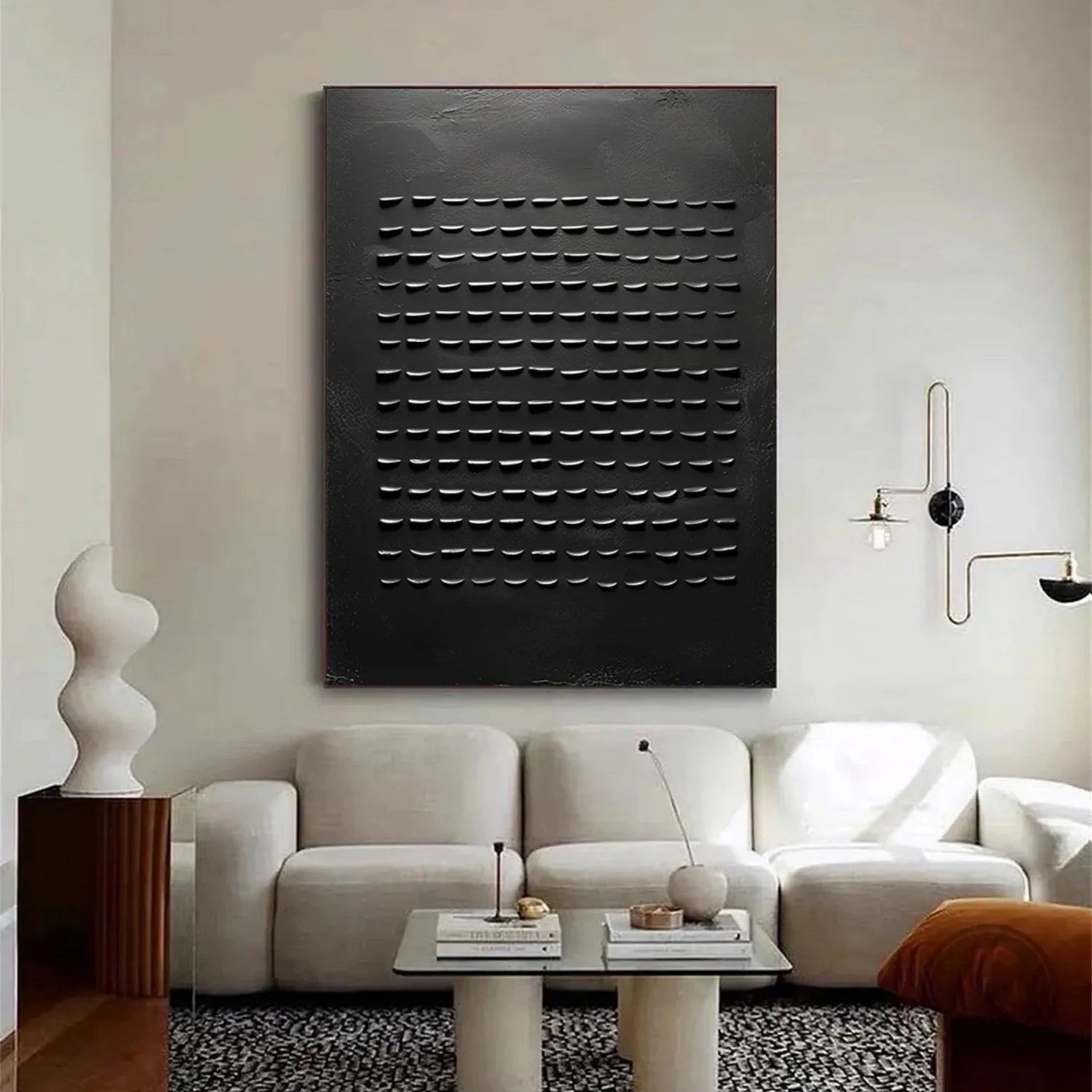 Black Minimalist Textured Painting Canvas - Premium Abstract Wall Art for Modern Home & Office Decor | Perfect for Living Room, Bedroom, or Gallery Display #MZ094