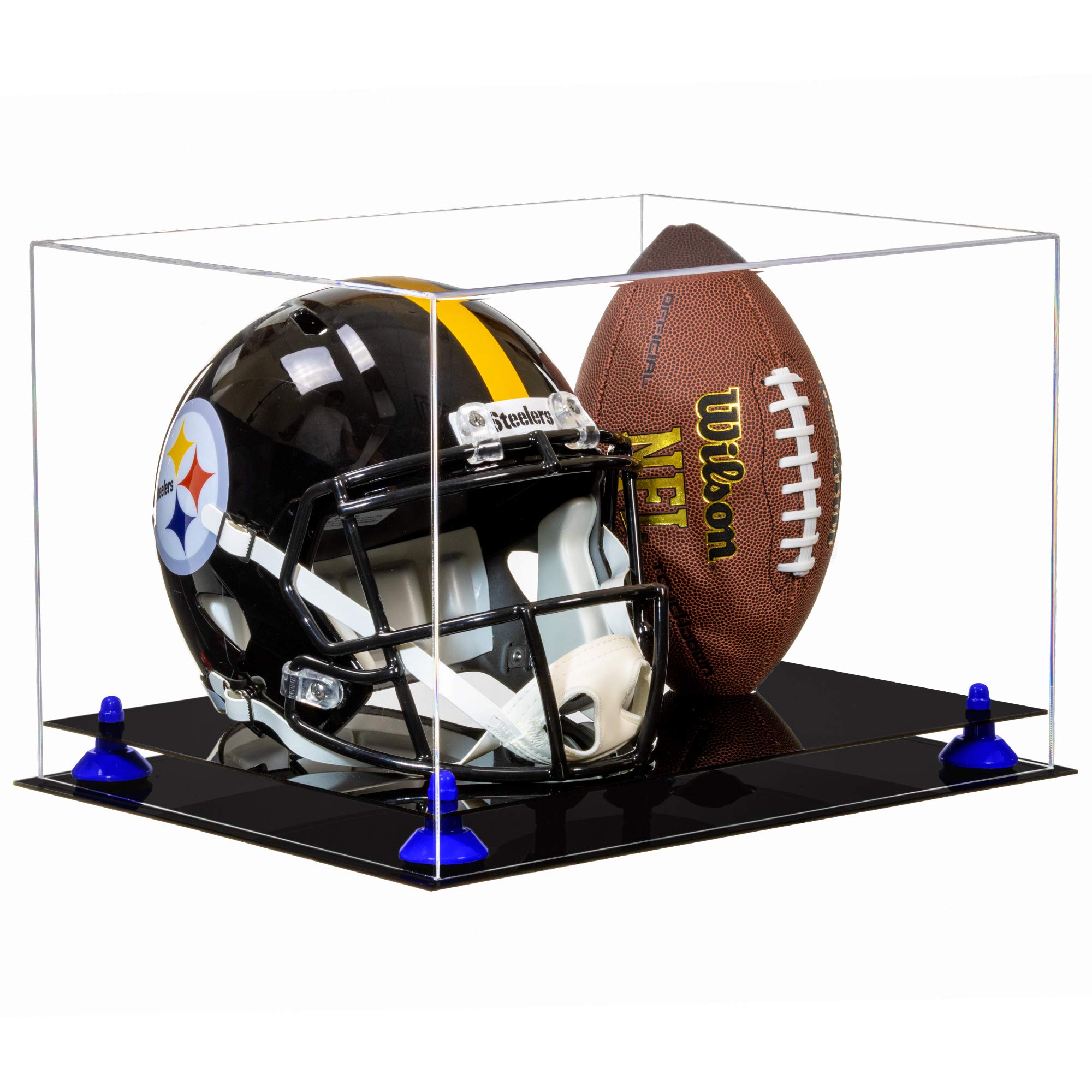 Acrylic Full-Size Football and Helmet Display Case - Clear Protective Showcase for Collectibles, Memorabilia, and Sports Decor - Perfect for Home, Office, or Man Cave Display