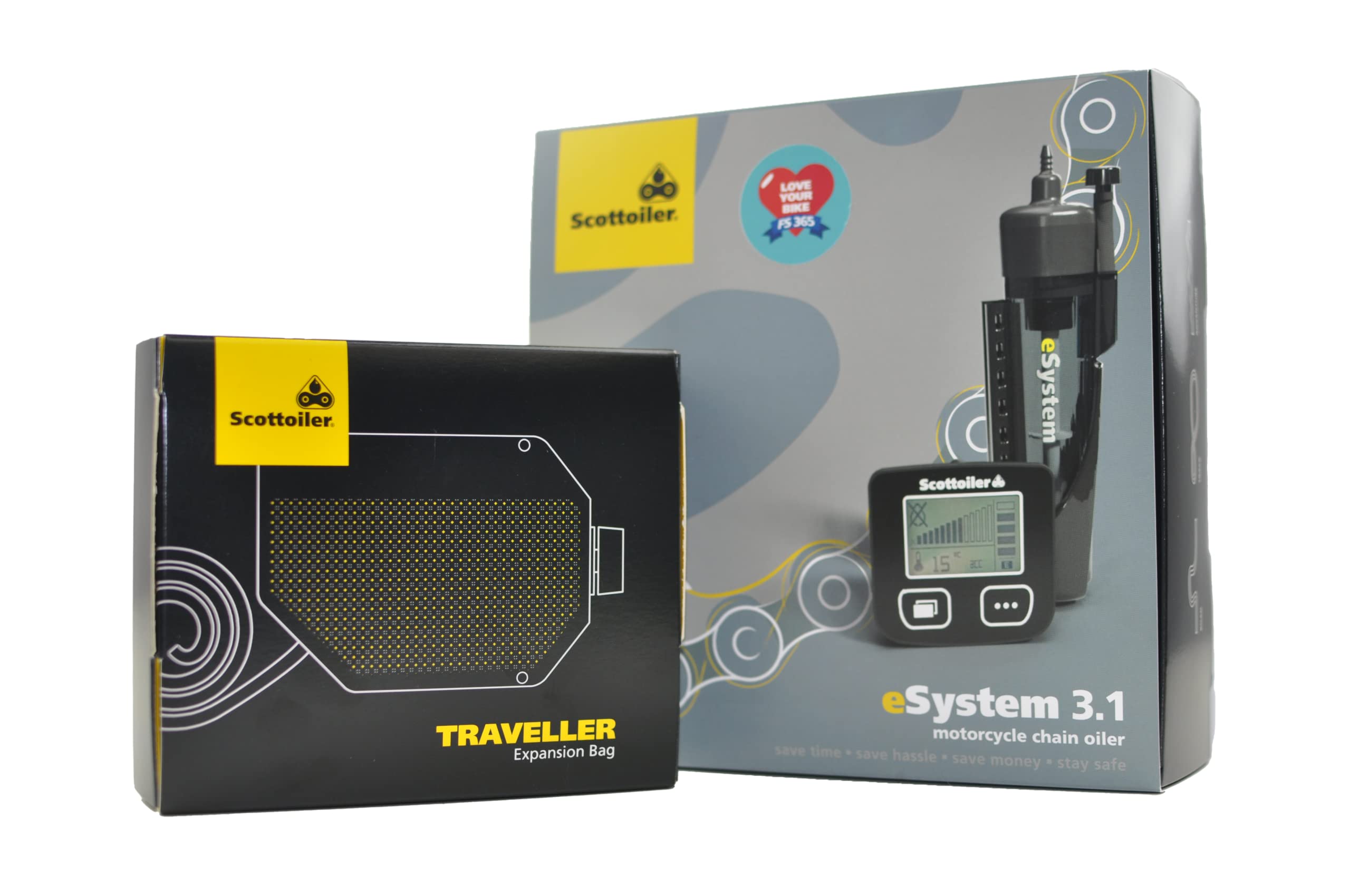 Scottoiler eSystem Electronic Automatic Motorcycle Chain Oiler Kit with Traveller Expansion Bag - Perfect for Long-Distance Touring & Adventure Riding