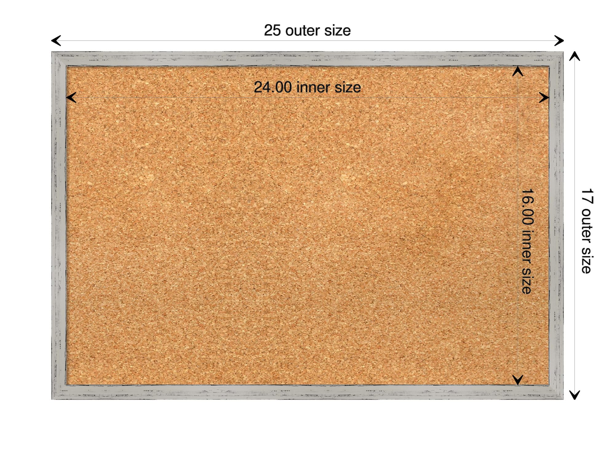 Amanti Art 17x25 Inch Natural Cork Board with White Wood Frame - Vision Board, Office Decor & Home Organization Pinboard for Wall Display | Perfect for Vision Boards, Office Notes, Photos & Coastal Home Decor