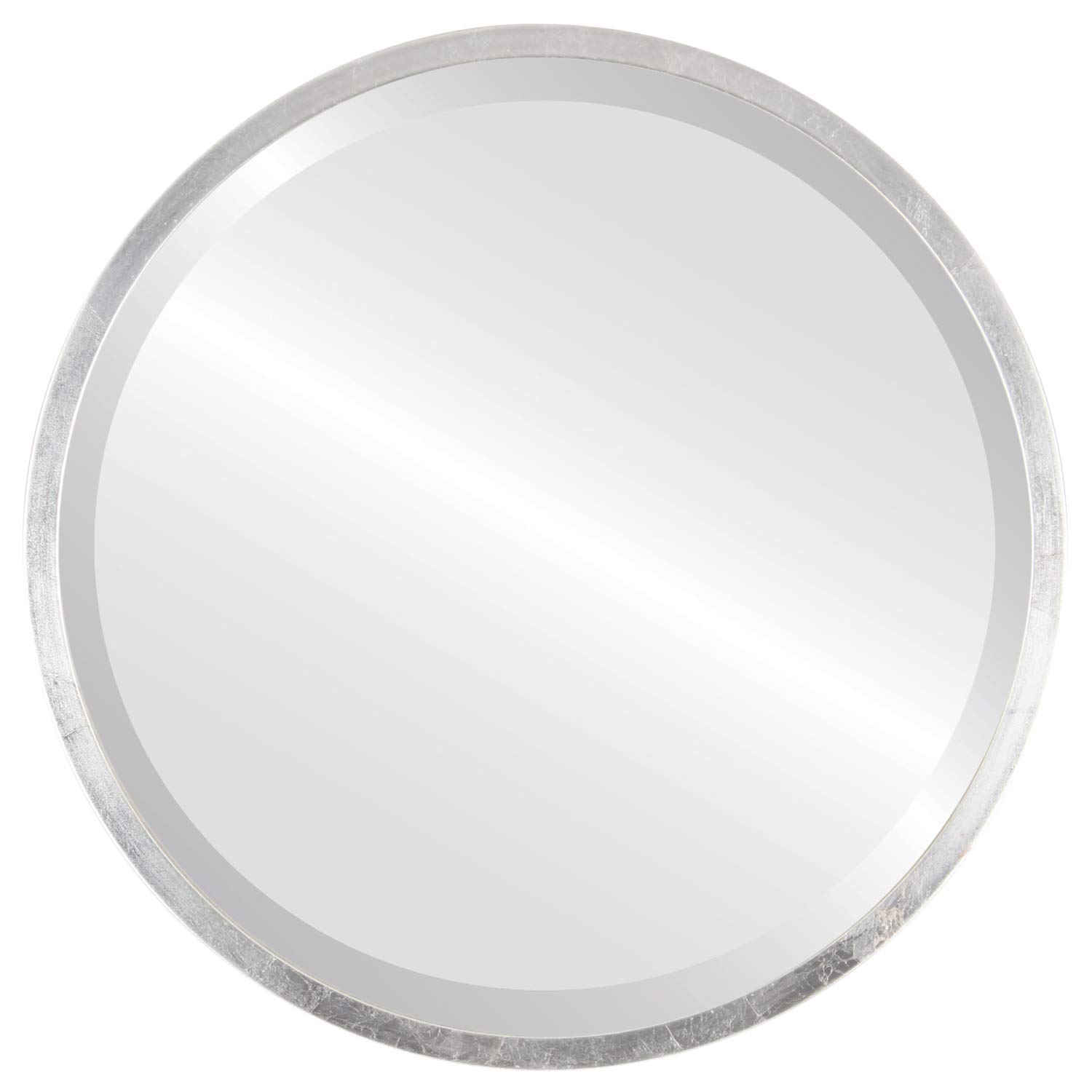 Ovalcrest 15.1x15.1 Inch Round Wooden Beveled Wall Mirror - Silver Leaf & Brown Antique Finish for Bathroom Vanity, Bedroom, Living Room & Hallway Decor | Perfect for Home Interior Design & Makeup Station