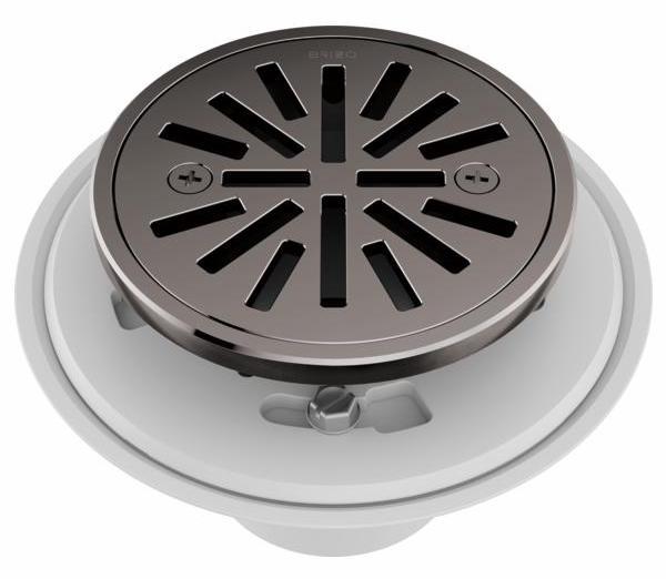 4-Tile Round Shower Drain in Brilliance Black Onyx - BT061414 BNX by Brizo | Perfect for Modern Bathroom Renovations & Luxury Shower Installations