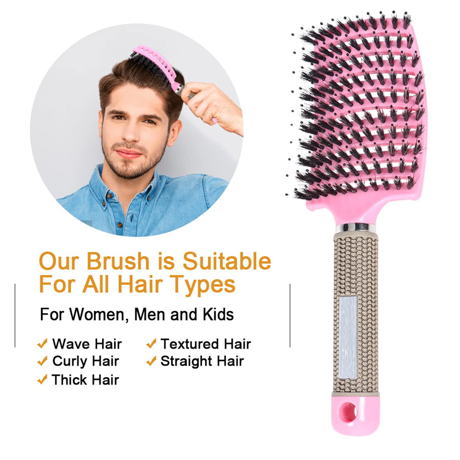 Pop Magic Detangling Hair Brush for Women & Kids - Boar Bristle Paddle Brush for Wet/Dry Hair - Best for Long, Thick & Curly Hair - Perfect for Blow Drying & Styling (Iridescent) | Salon Quality Hair Care at Home
