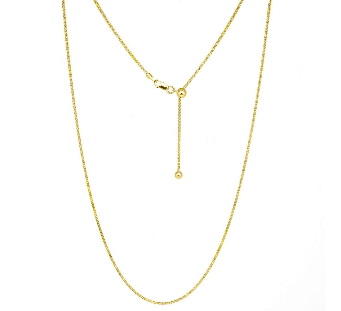 Adjustable 925 Sterling Silver Wheat Chain Necklace for Women - Bolo Style Pendant Necklace with Adjustable Length - Perfect for Layering, Gifts, and Everyday Wear