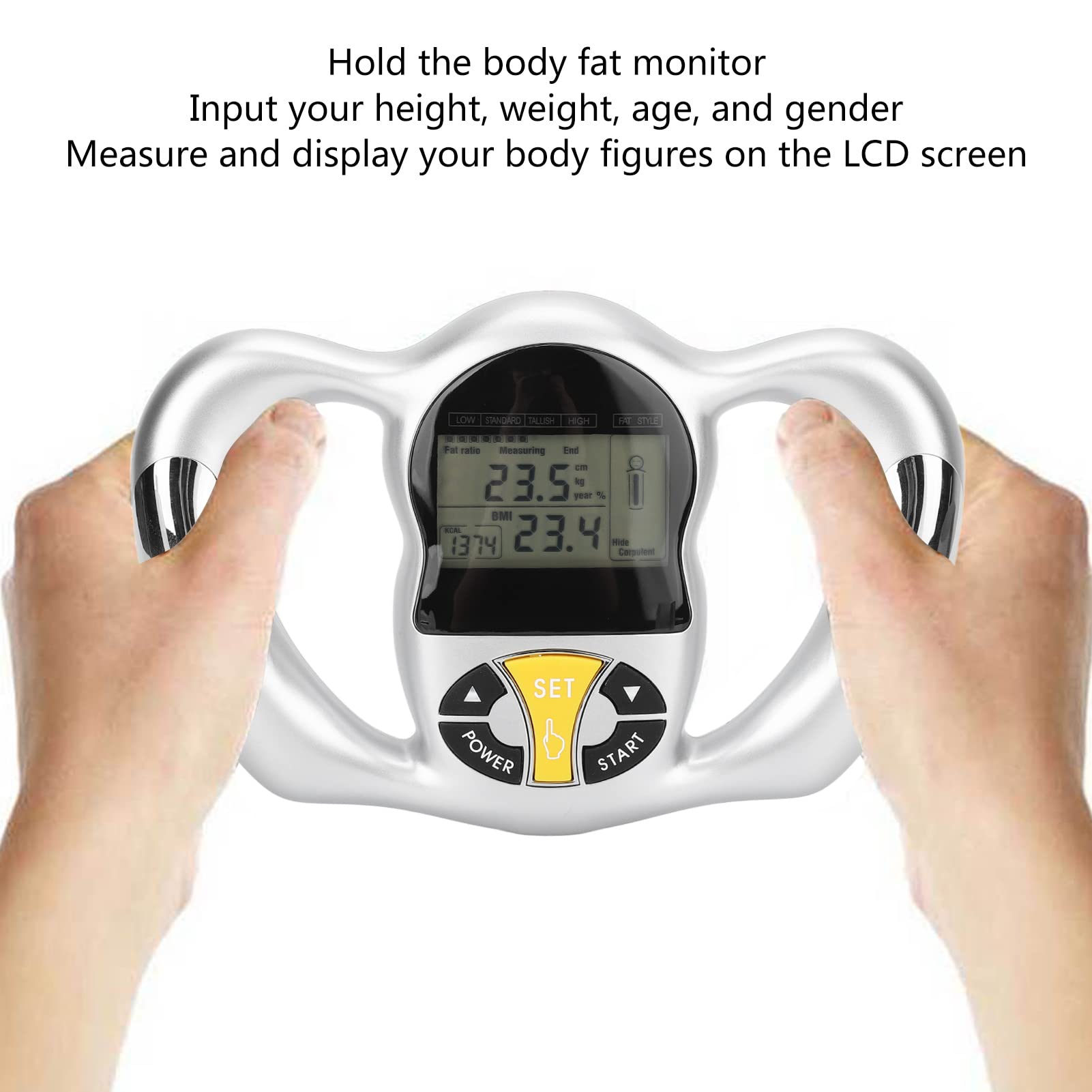 Portable Digital Body Fat Analyzer with LCD Display - Handheld BMI Meter for Weight Loss, Fitness Tracking, Muscle & Water Measurement - Ideal for Home Gym, Personal Health Monitoring & Fitness Enthusiasts