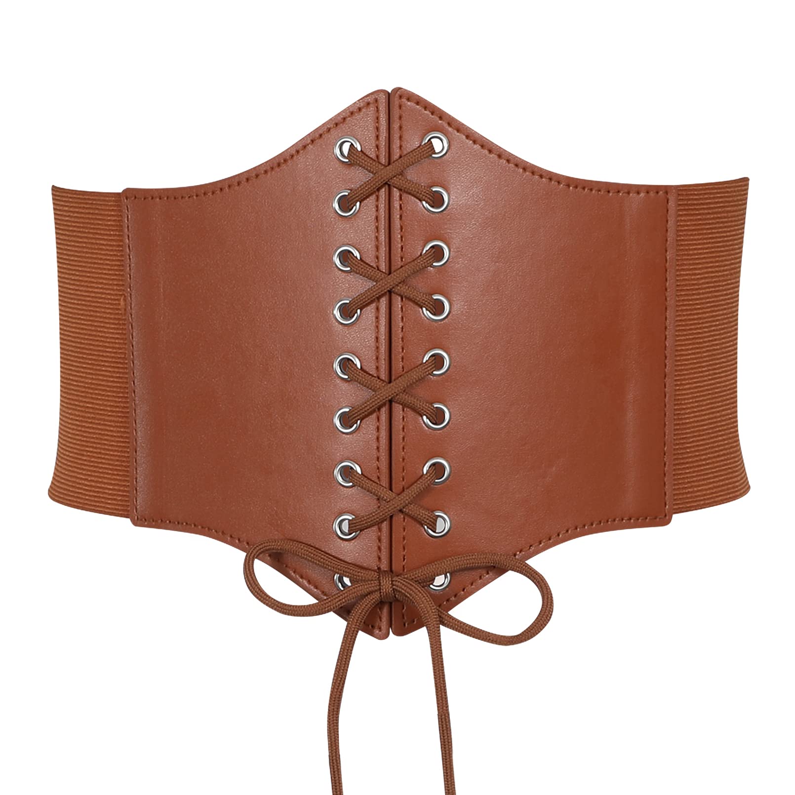 VONMELLI Women's Corset Belt - Lace Up Elastic Waist Cincher, Retro Wide Tied Waspie Belt for Halloween Costume, Burlesque, Steampunk & Gothic Fashion Outfits