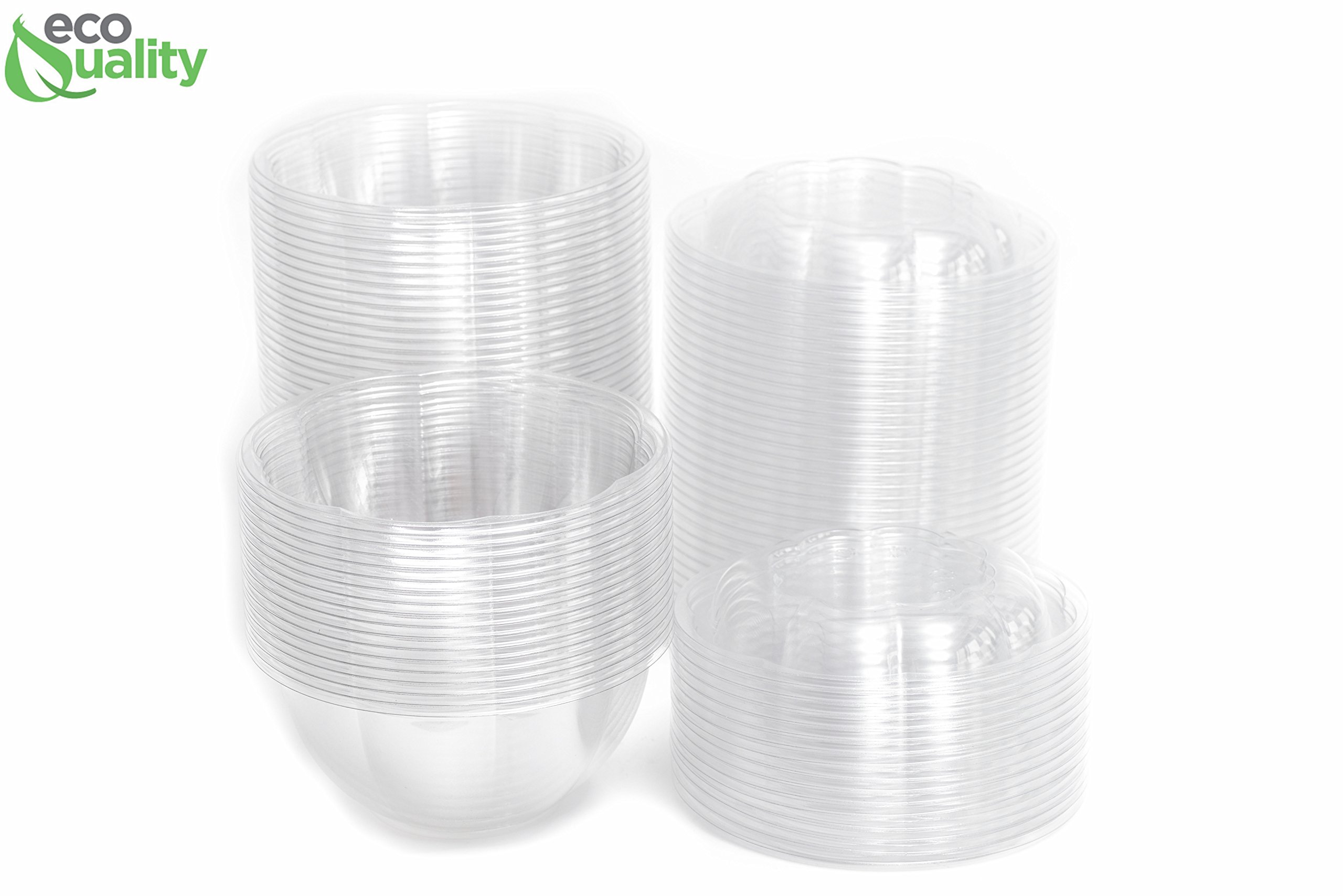EcoQuality Disposable Salad Bowls 48oz (10 Pack) - BPA Free Rose Shaped Food Storage Containers with Airtight Lids | Microwave, Freezer & Dishwasher Safe | Perfect for Meal Prep, Picnics, Parties & Leftovers Storage