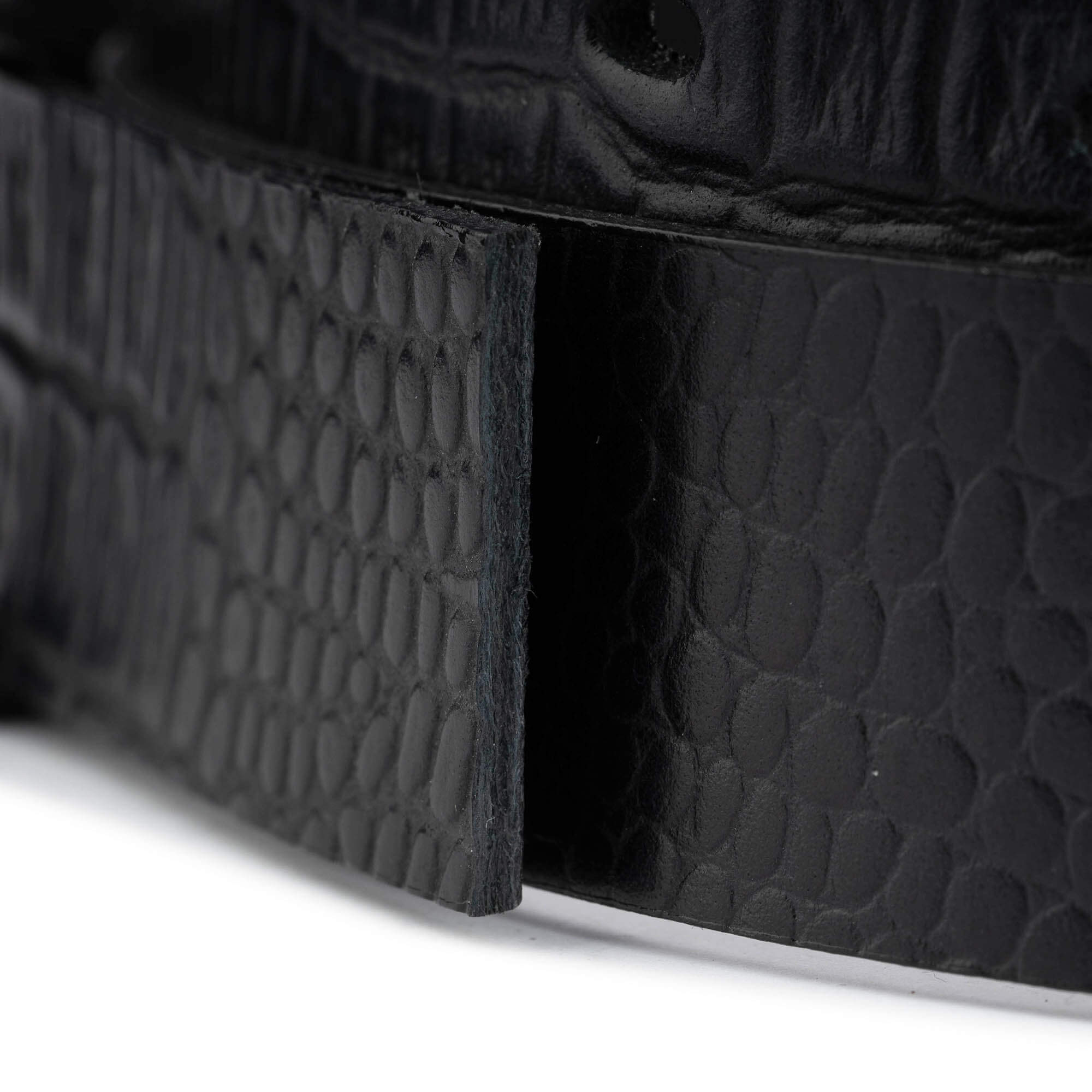 3.0cm Black Crocodile Embossed Leather Belt Strap - Replacement Strap for Versace Buckles | Men's Fashion Accessory for Jeans, Dress Pants & Formal Wear