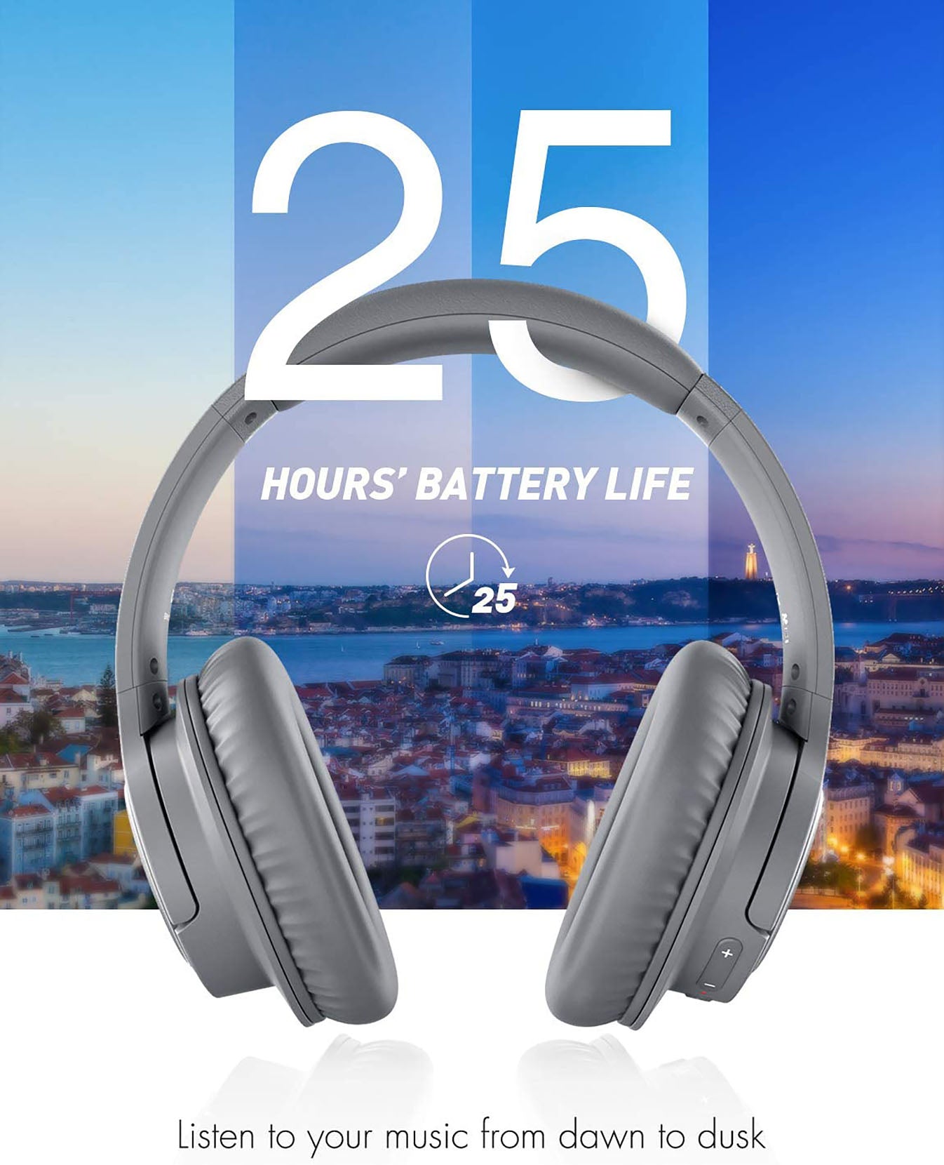Mpow H7 Wireless Bluetooth Over-Ear Headphones with Noise Isolation, Light Gray - Perfect for Travel, Work, and Home Entertainment