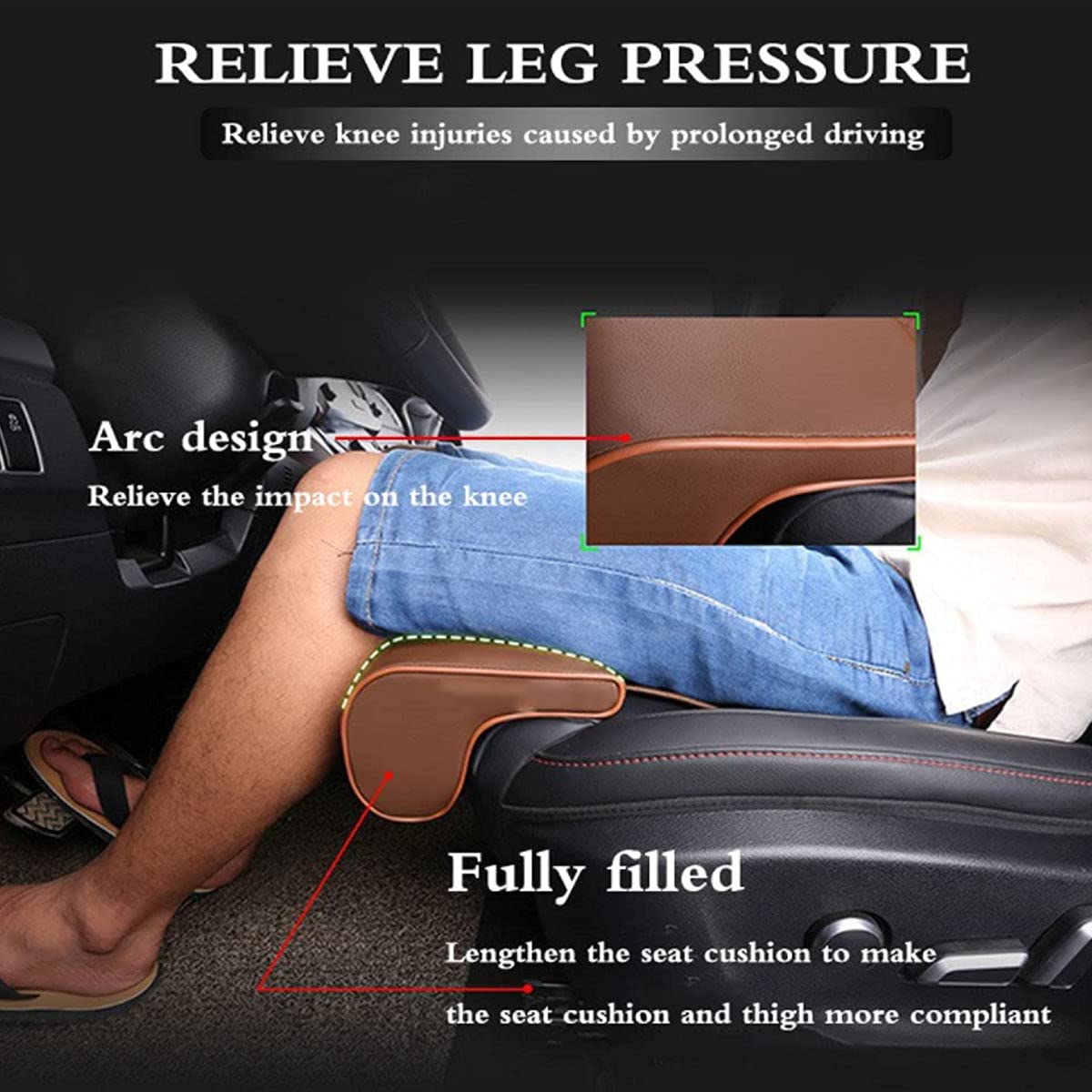 **Car Leg Support Pillow for Long-Distance Driving - Comfortable Elevated Leg Rest Cushion with Brown Diamond Design, Relieves Leg Pain & Improves Posture - Perfect for Road Trips, Travel & Office Use**