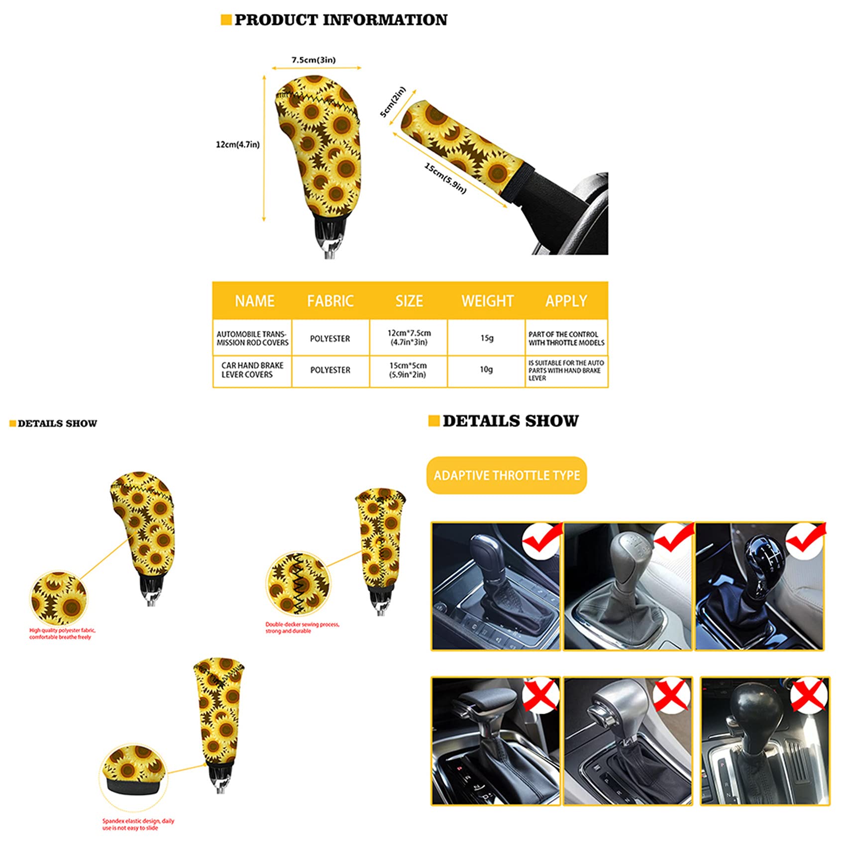 Belidome Sunflower Cow Print Car Seat Covers Set with Steering Wheel Cover, Shift Knob & Handbrake Protector - 9-Piece Universal Fit Auto Interior Accessories for Cars, SUVs & Trucks - Perfect for Road Trips & Daily Commutes