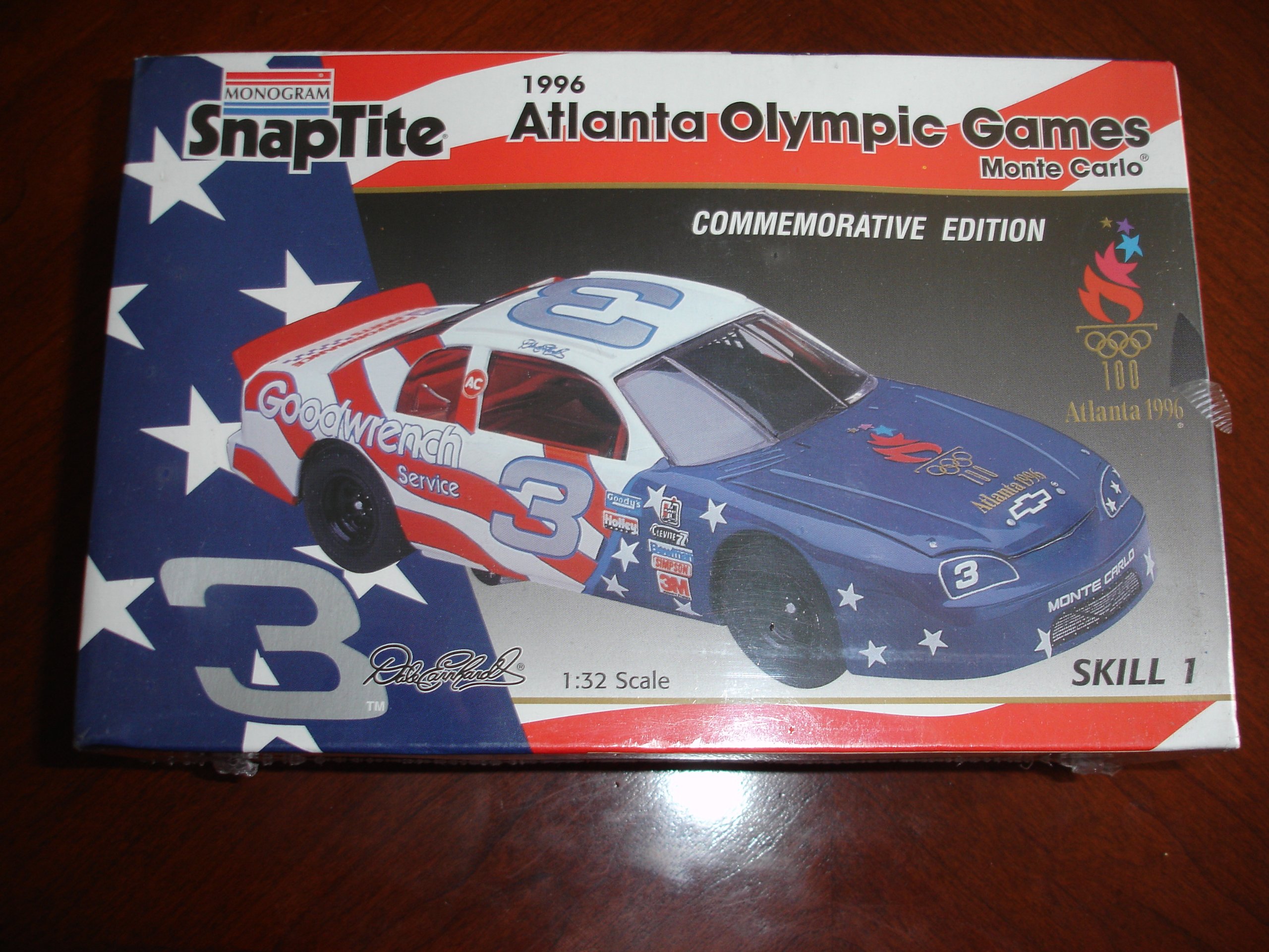 Dale Earnhardt Atlanta Olympic Games Monte Carlo 1:32 Scale Diecast Model Car - Collectible SnapTite Monogram Kit for Racing Fans & Display