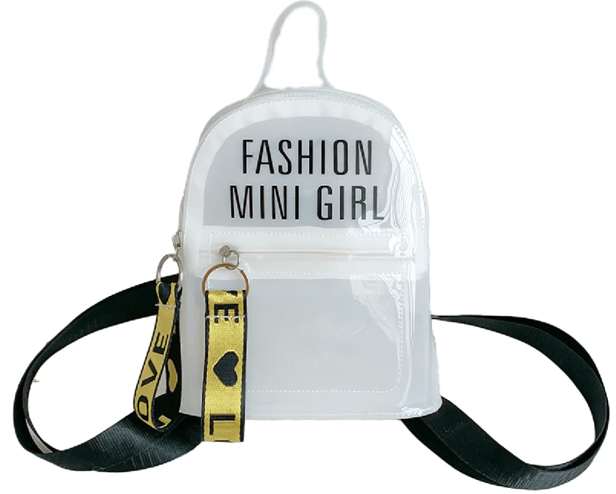 Clear PVC Transparent Backpack for Women - Waterproof See-Through Mini Daypack for Gym, Travel & School - Durable Sport Backpack (White)