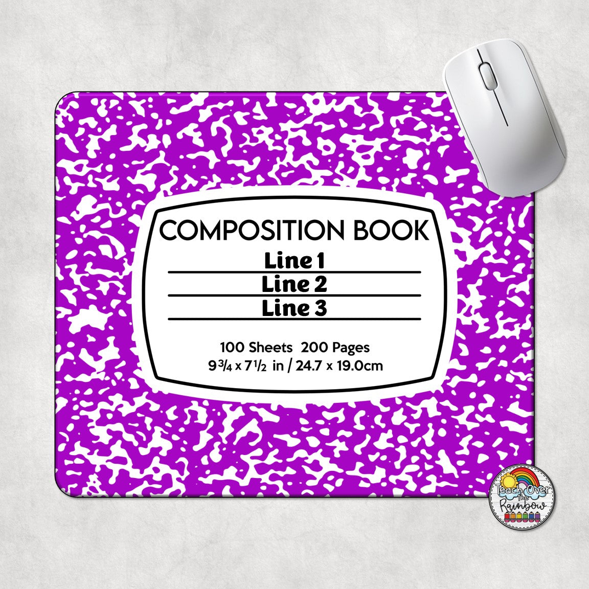 Premium Composition Notebook Design Mouse Pad - Non-Slip Rubber Base for Computers & Laptops - Perfect for Office, Gaming & Home Workspace Setup